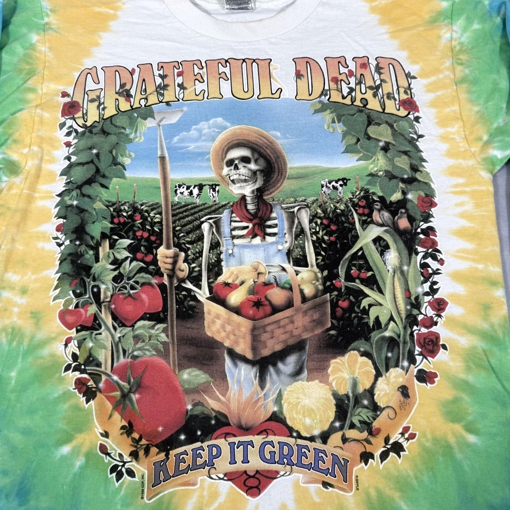 Fruit Of The Loom VINTAGE Grateful Dead Shirt Mens L Long Sleeve Tie Dye Keep It Green 1998 Size US L / EU 52-54 / 3 - 3 Thumbnail