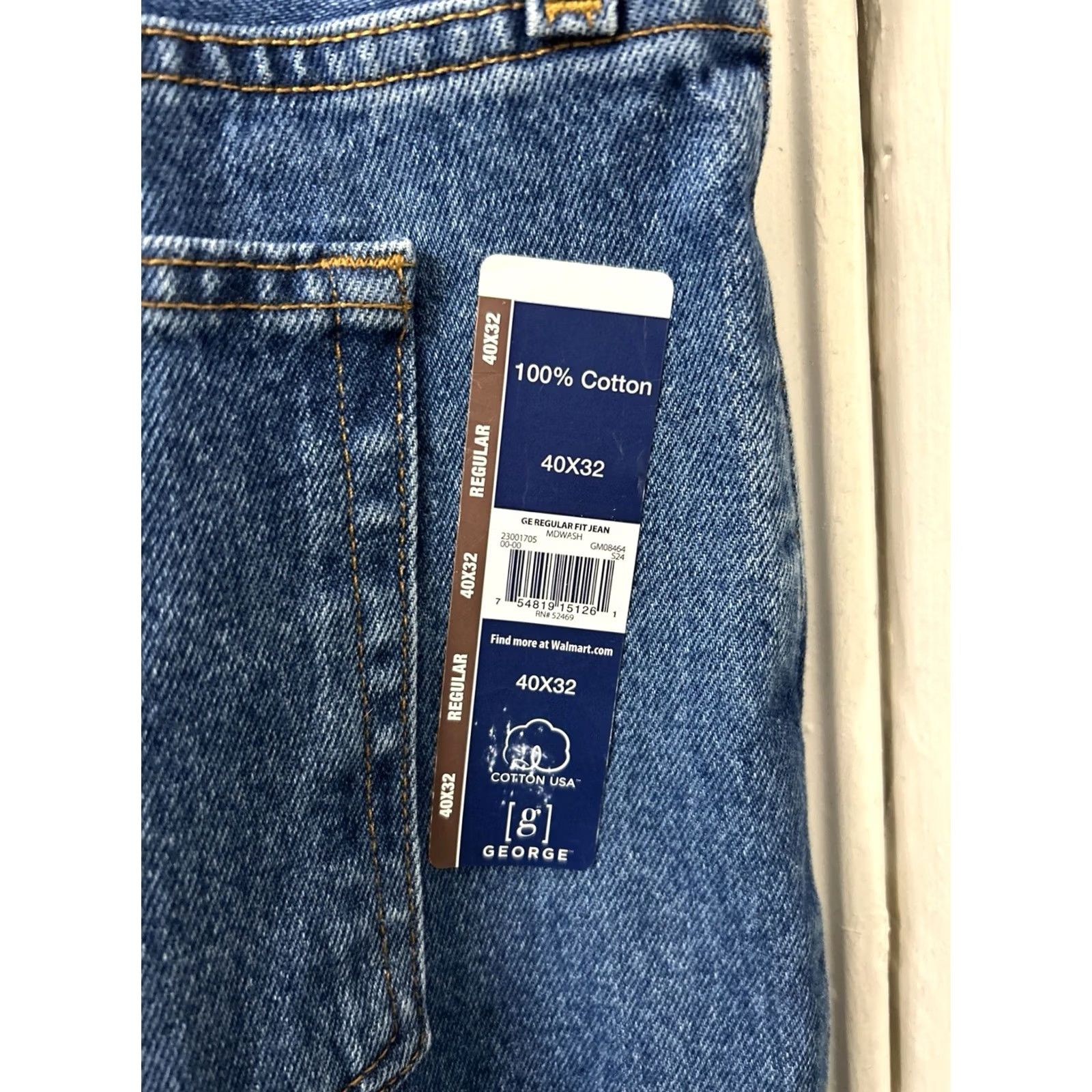 George George Jeans Mens 40x32 Blue Regular Fit Denim Pants Straight Leg 5-Pocket Zipper Button INSEAM 32 YKK Size US 40 / EU 56 - 5 Thumbnail