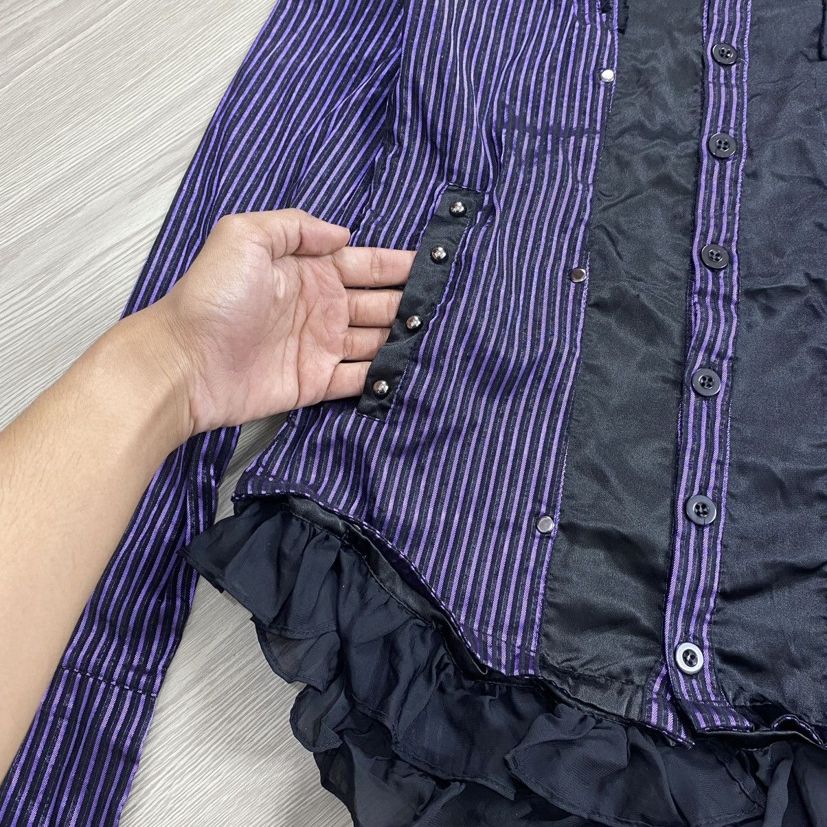 14th Addiction × If Six Was Nine × Japanese Brand 00s Sex Pot Revenge H Anarchy Punk Lgb Studded Stripe Shirt Size US S / EU 44-46 / 1 - 8 Thumbnail