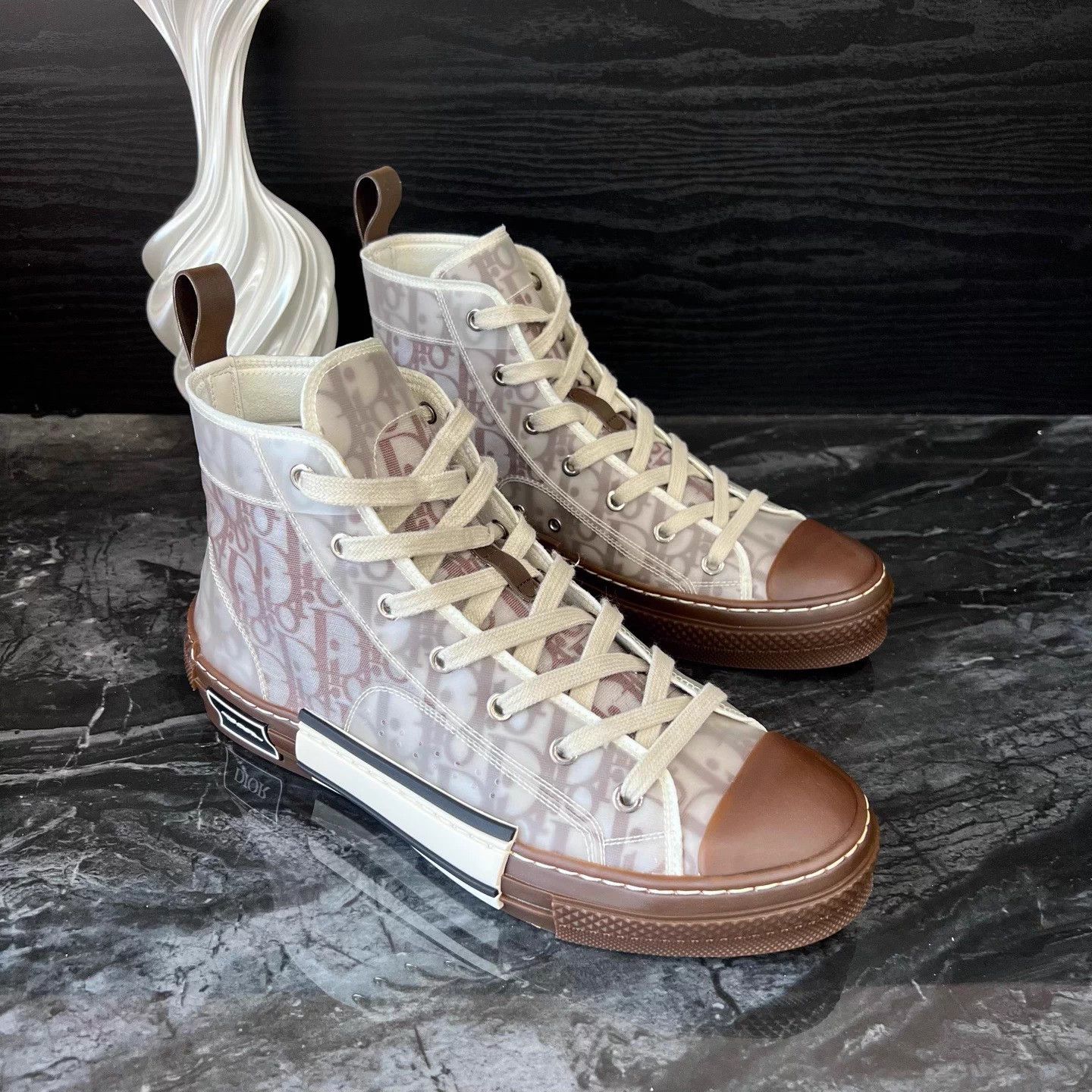 Dior Dior B23 High Top Sneaker Brown Full Print 41 Size US 8 / EU 41 - 3 Thumbnail