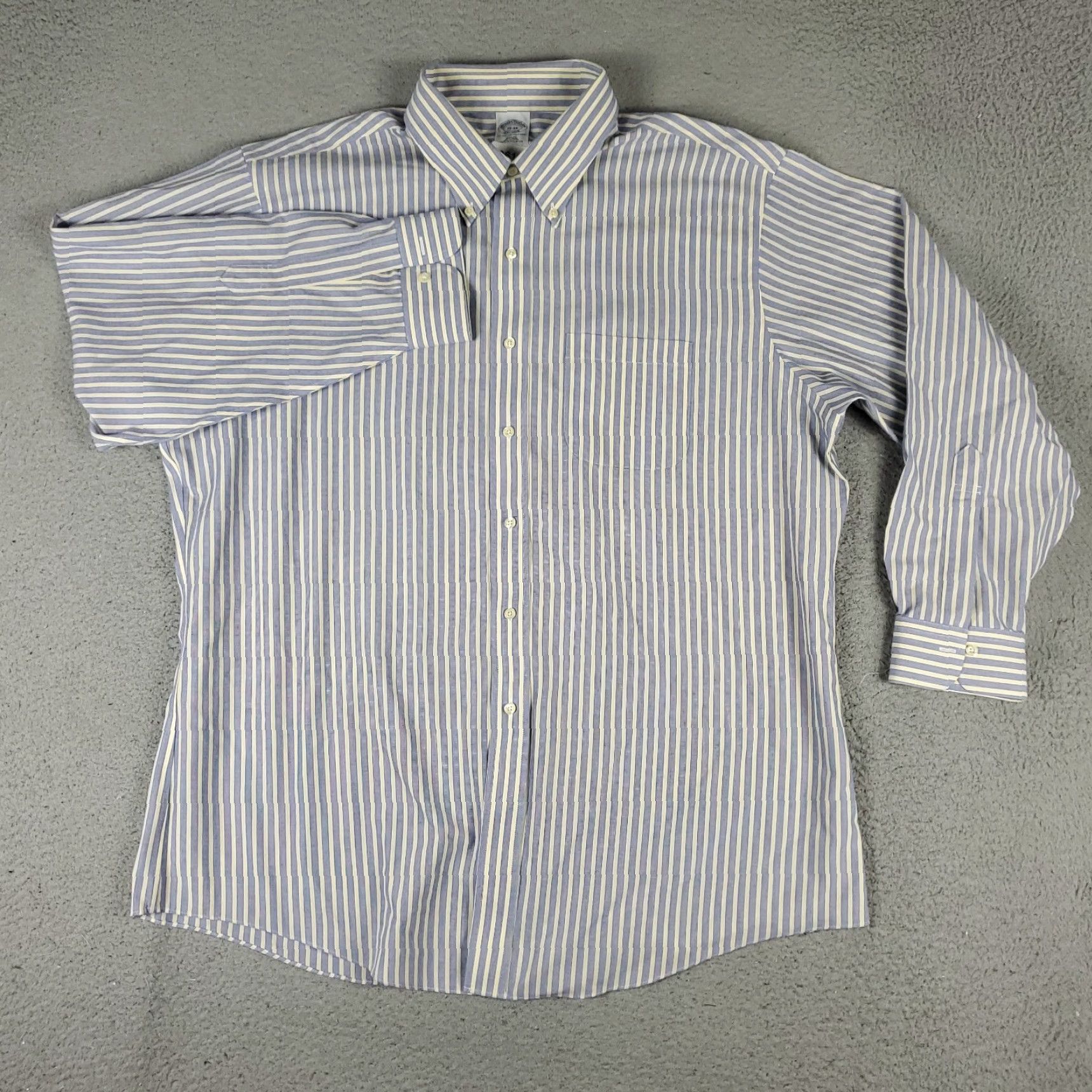 Brooks Brothers Brooks Brothers Shirt Mens 18 Blue Striped Dress Shirt Long Sleeve Button-Down Collar Regular Cotton Size 48R - 2 Thumbnail