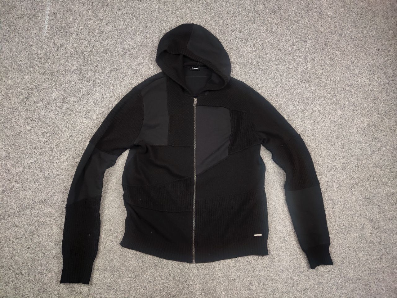 Diesel Diesel Patchwork Wool Blend Black Zip Mens Hoodie Y2K Style Size US XL / EU 56 / 4 - 8 Thumbnail