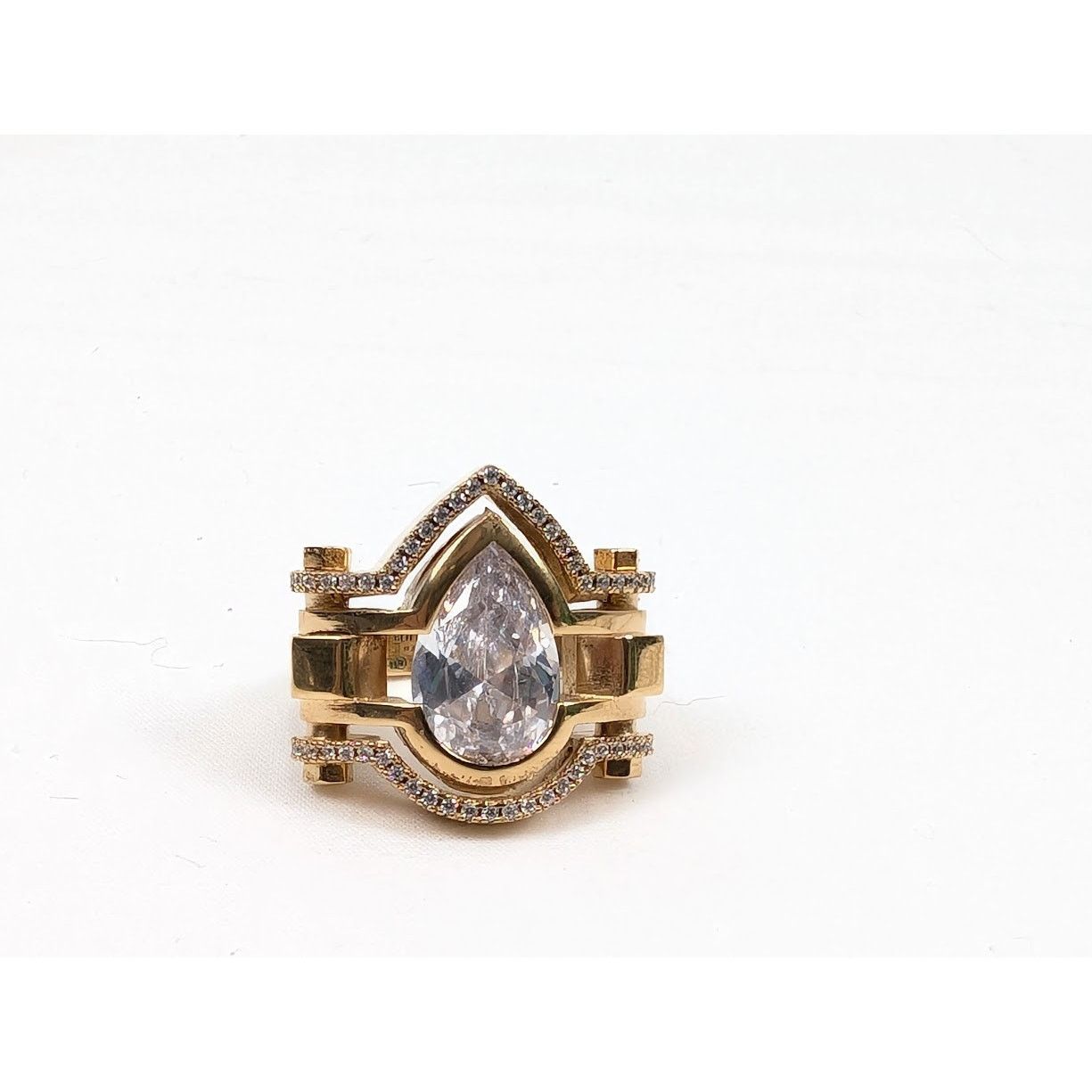 Bottega Veneta o1rshd1 Size: 11 / Cubic Zirconia Ring in Gold Silver White Size ONE SIZE - 3 Thumbnail