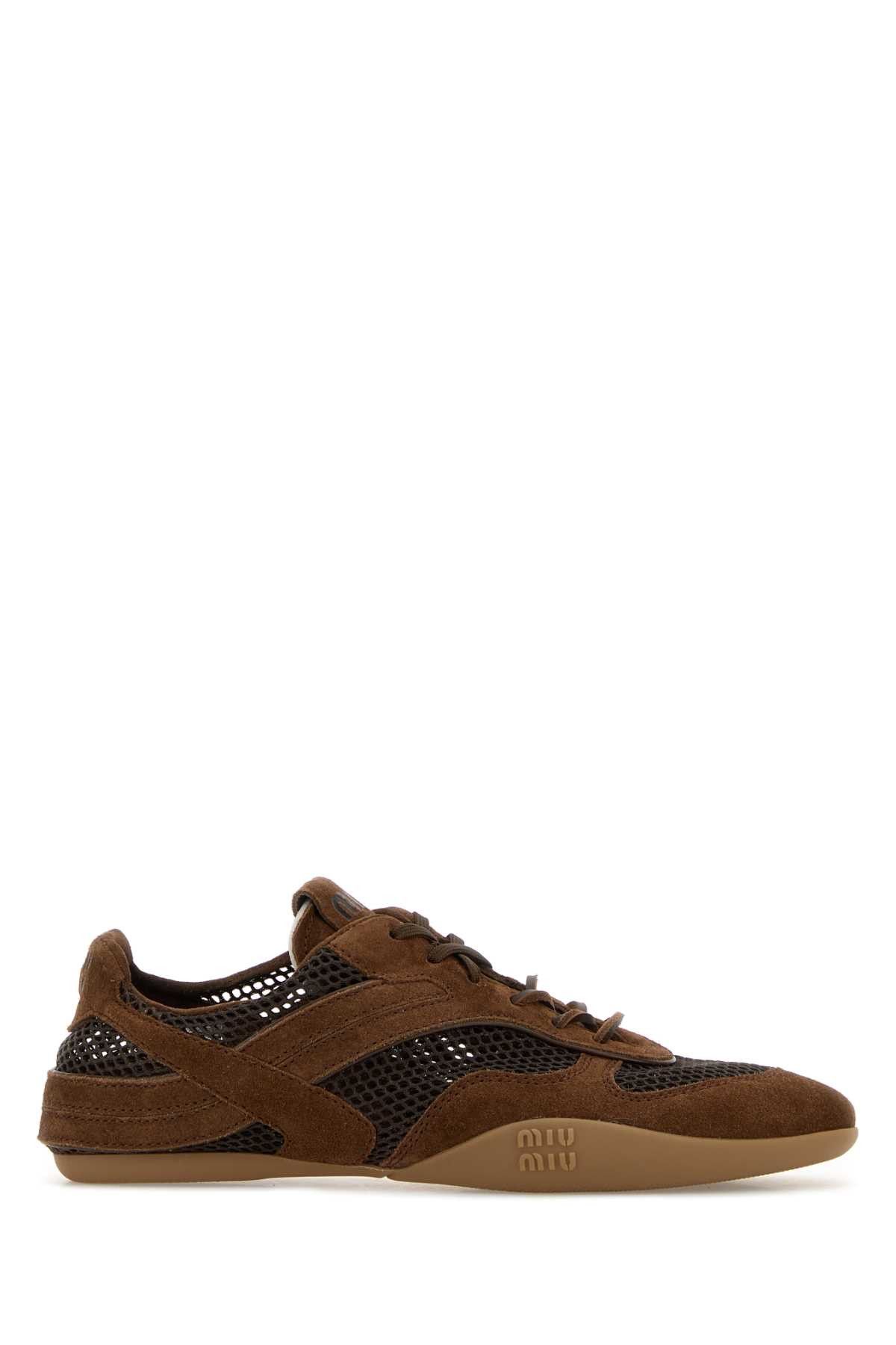 Miu Miu Brown Suede And Mesh Sneakers Size US 8 / IT 38 - 1 Thumbnail