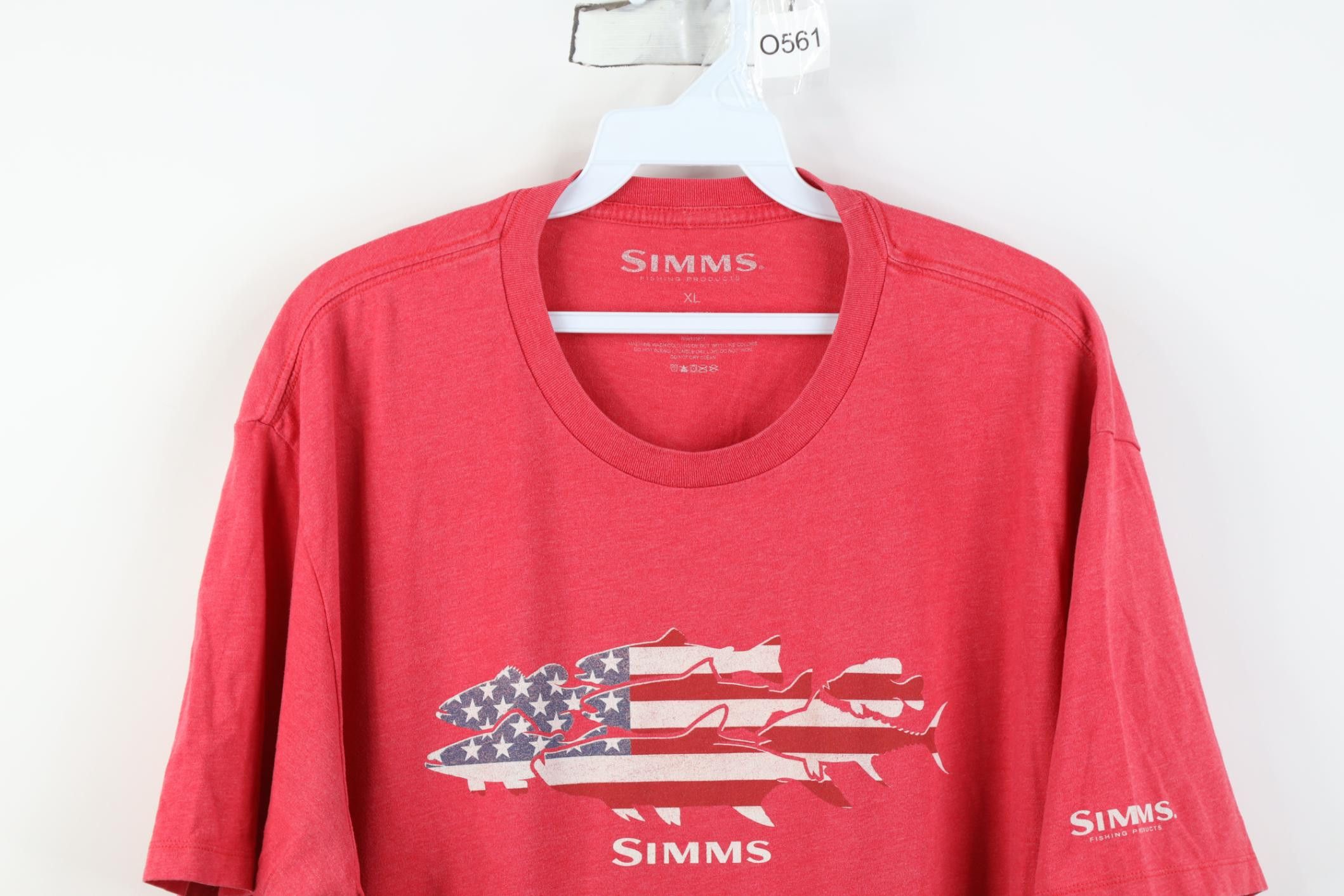Simms Simms Fishing USA Flag Fish Jersey Knit T-Shirt Heather Red Size US XL / EU 56 / 4 - 2 Thumbnail