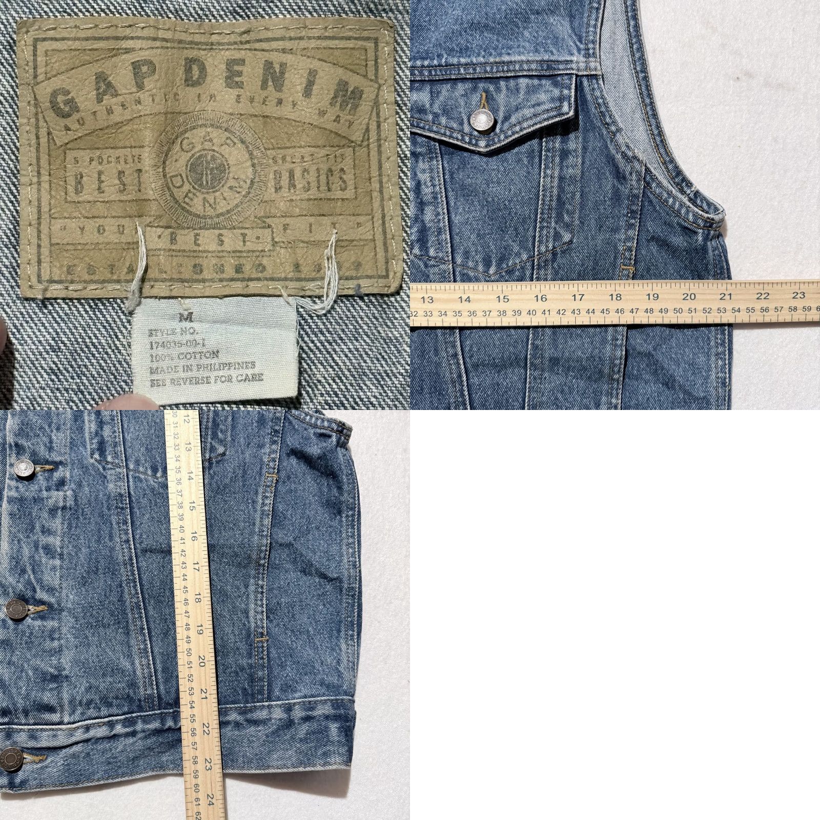 Gap VINTAGE Gap Denim Trucker Vest Mens Blue - 90s Biker Medium Shirt/Vest Size US M / EU 48-50 / 2 - 8 Thumbnail