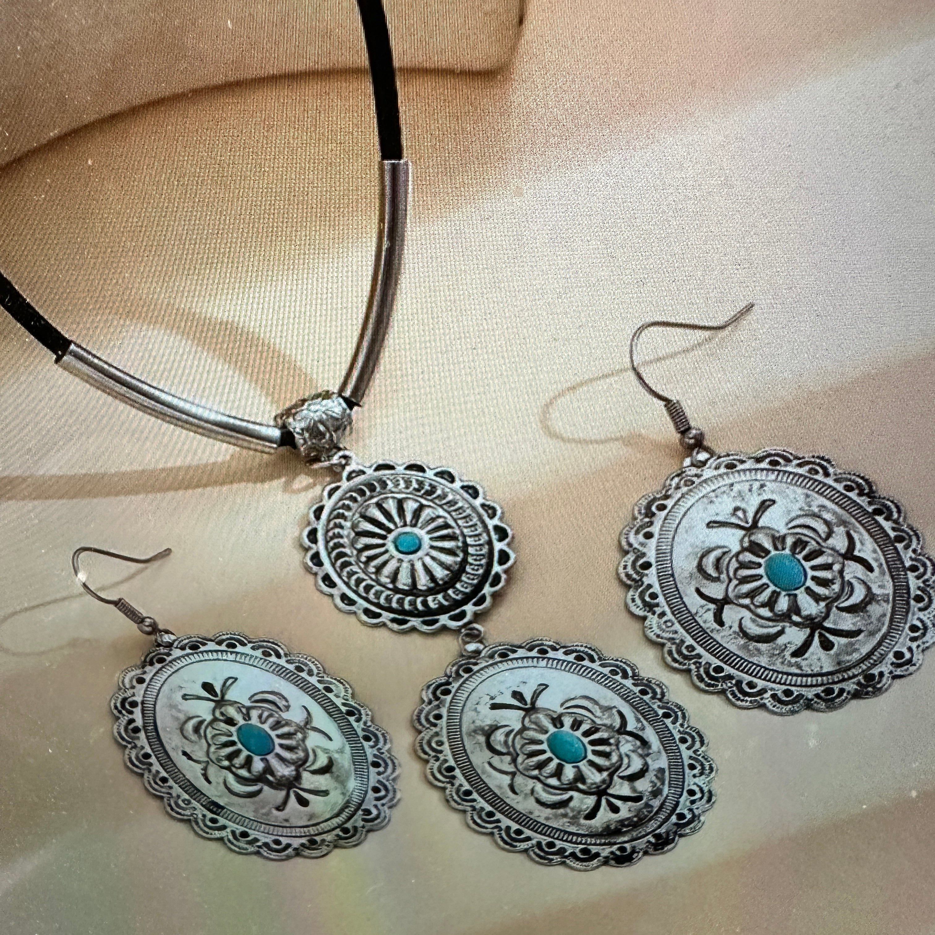 Other Turquoise Stone Bohemian Concho Jewelry Set with Fast Shippi Size ONE SIZE - 4 Thumbnail