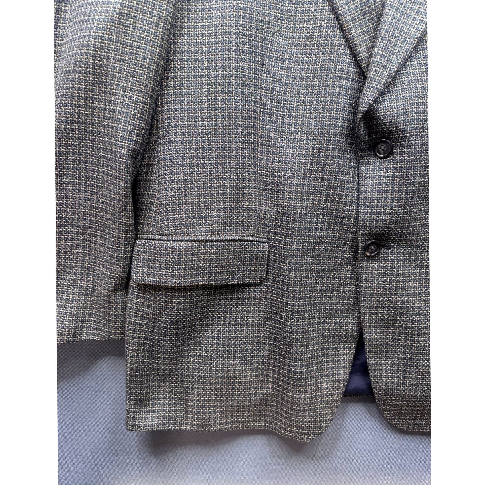Yves Saint Laurent VINTAGE Yves Saint Laurent Blazer Men Wool Silk Blend Tweed Geometric Notch Lapel Notch Single-Breasted Two-Button 43 Chest Regular Fit Brown Size 42R - 3 Thumbnail