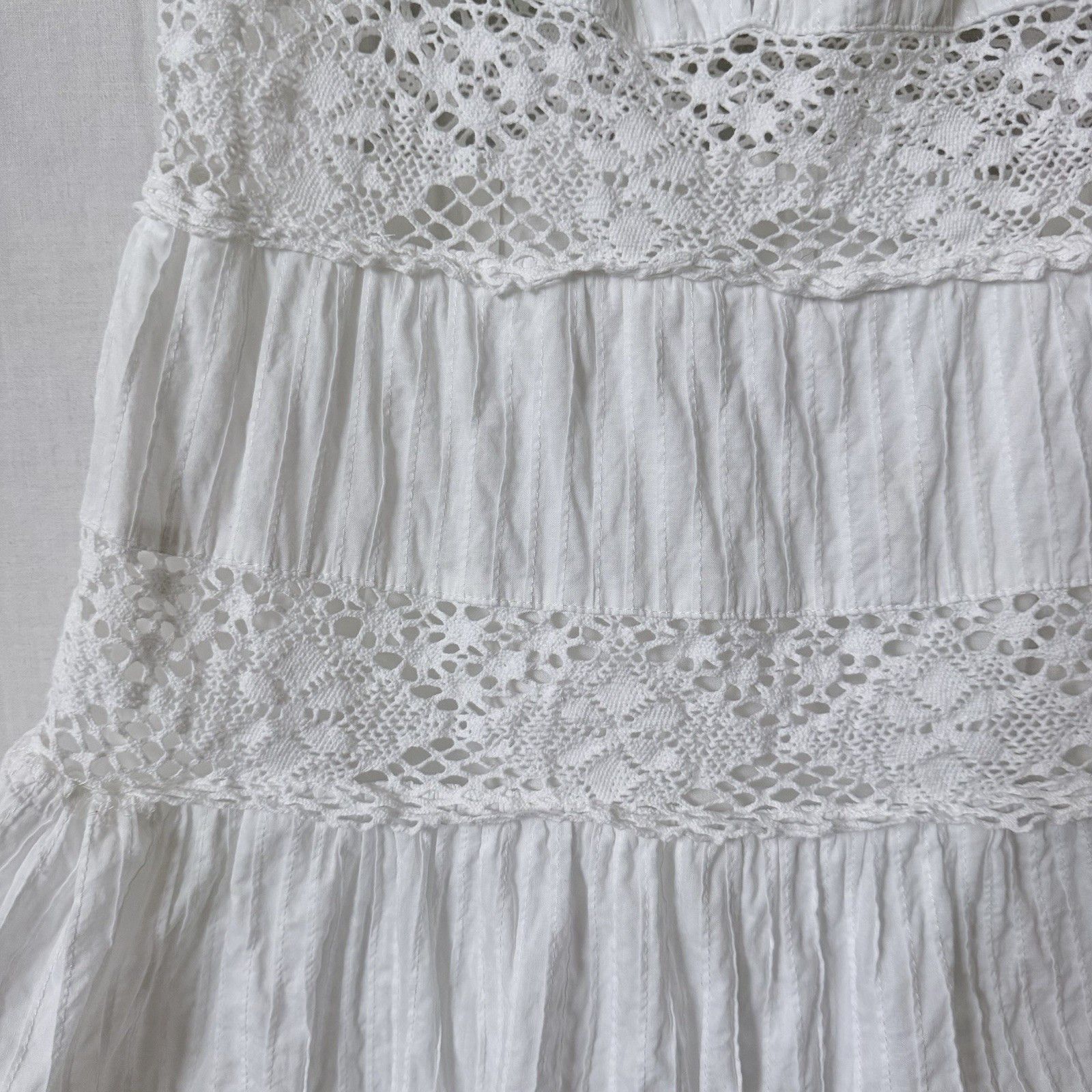Rebecca Taylor Rebecca Taylor White Crochet Trim Textured Cotton Babydoll Size S / US 4 / IT 40 - 5 Thumbnail