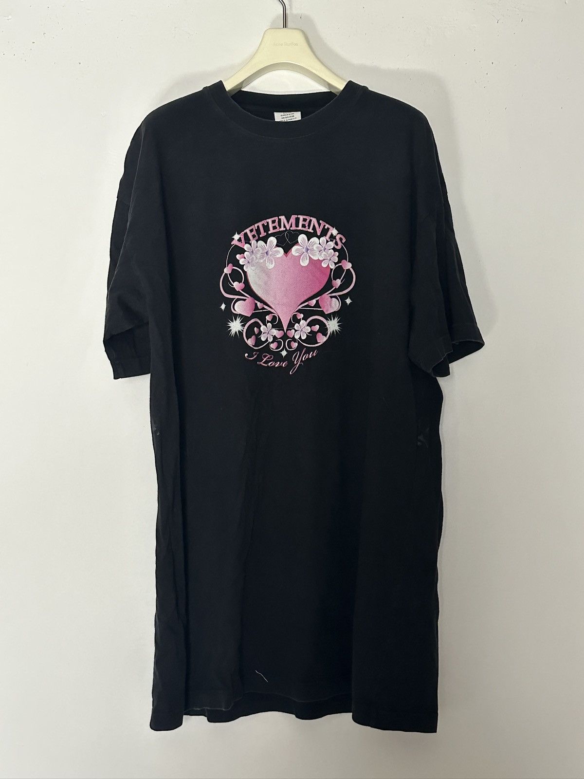 VETEMENTS YOU FUCK'N ASSHOLE Tシャツ 黒 Vetements AW16 You Fuck'n Asshole Shoulder padded T-shirt SZ