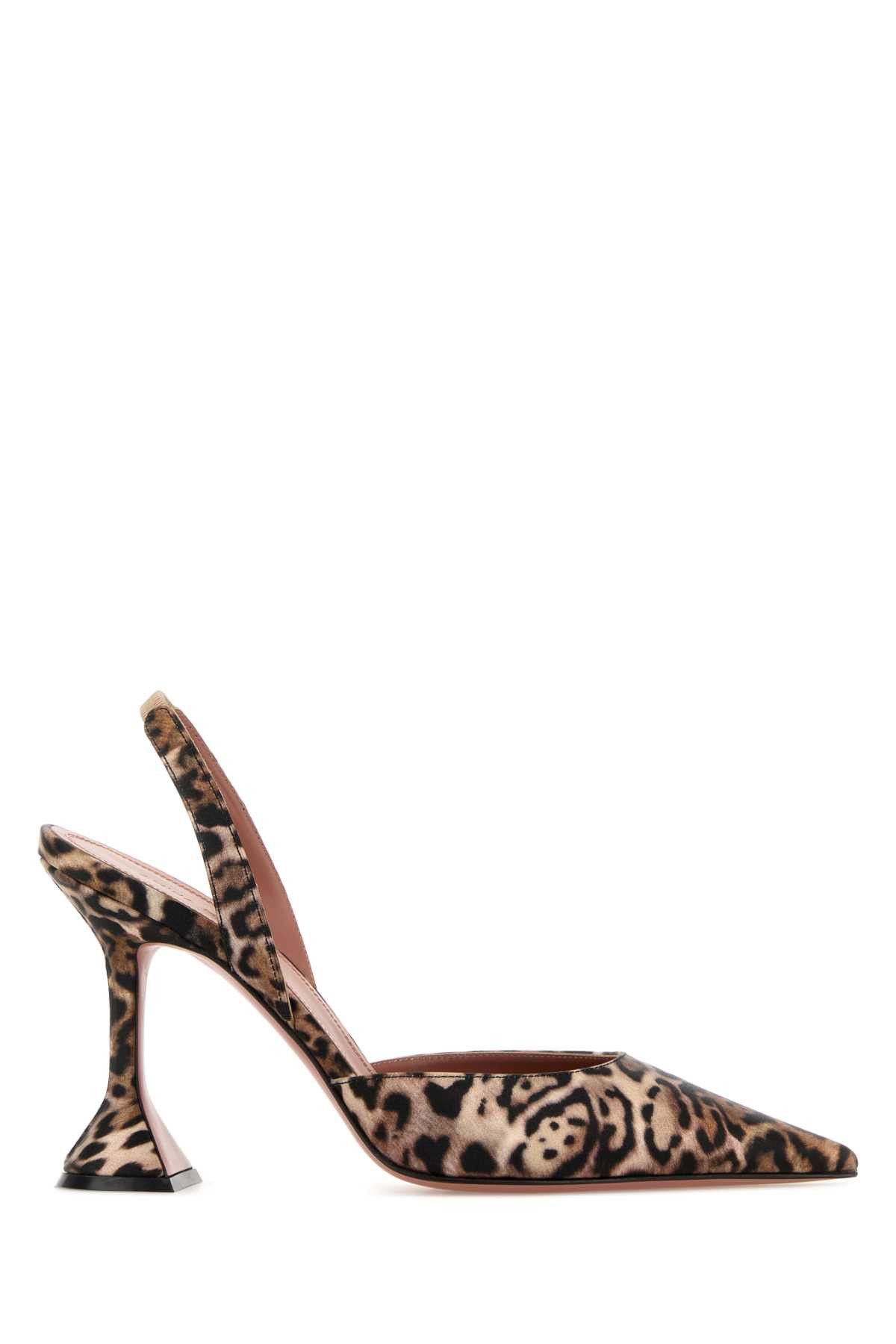 Amina Muaddi Printed Satin Holli Sling Pumps Size US 6 / IT 36 - 1 Thumbnail