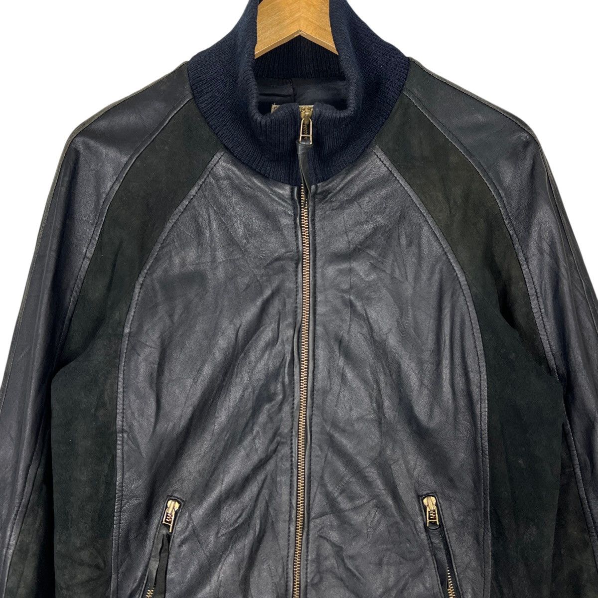 Japanese Brand 🔥 ACOUSTIC SHEEPSKIN LEATHER BOMBER JACKET HIGH COLAR Size US S / EU 44-46 / 1 - 3 Thumbnail