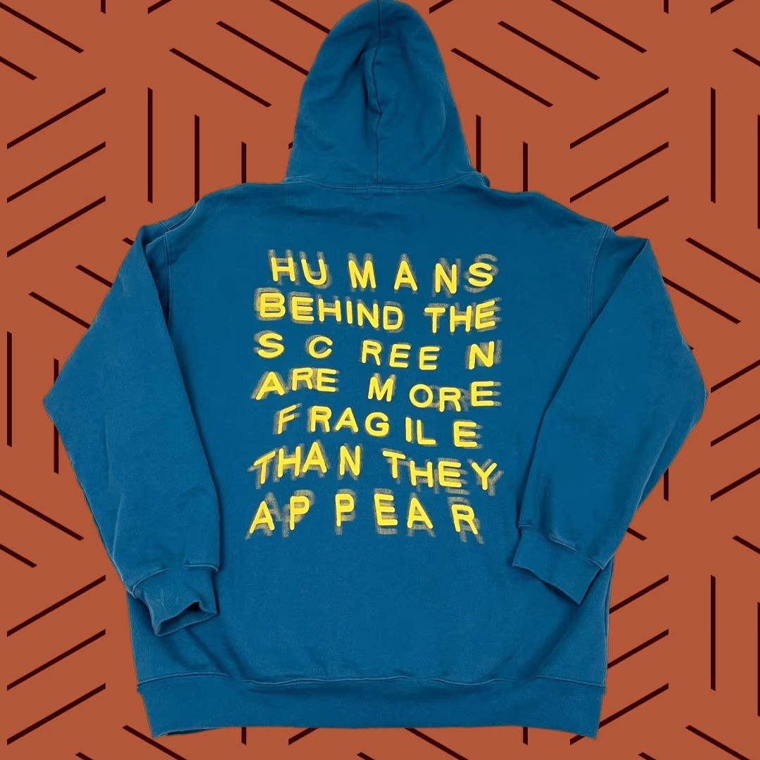 Vintage Hoodie Adult Mens M/L Blue The Mayfair Group Humans Behind The Screen Sweatshirt Size US L / EU 52-54 / 3 - 1 Thumbnail