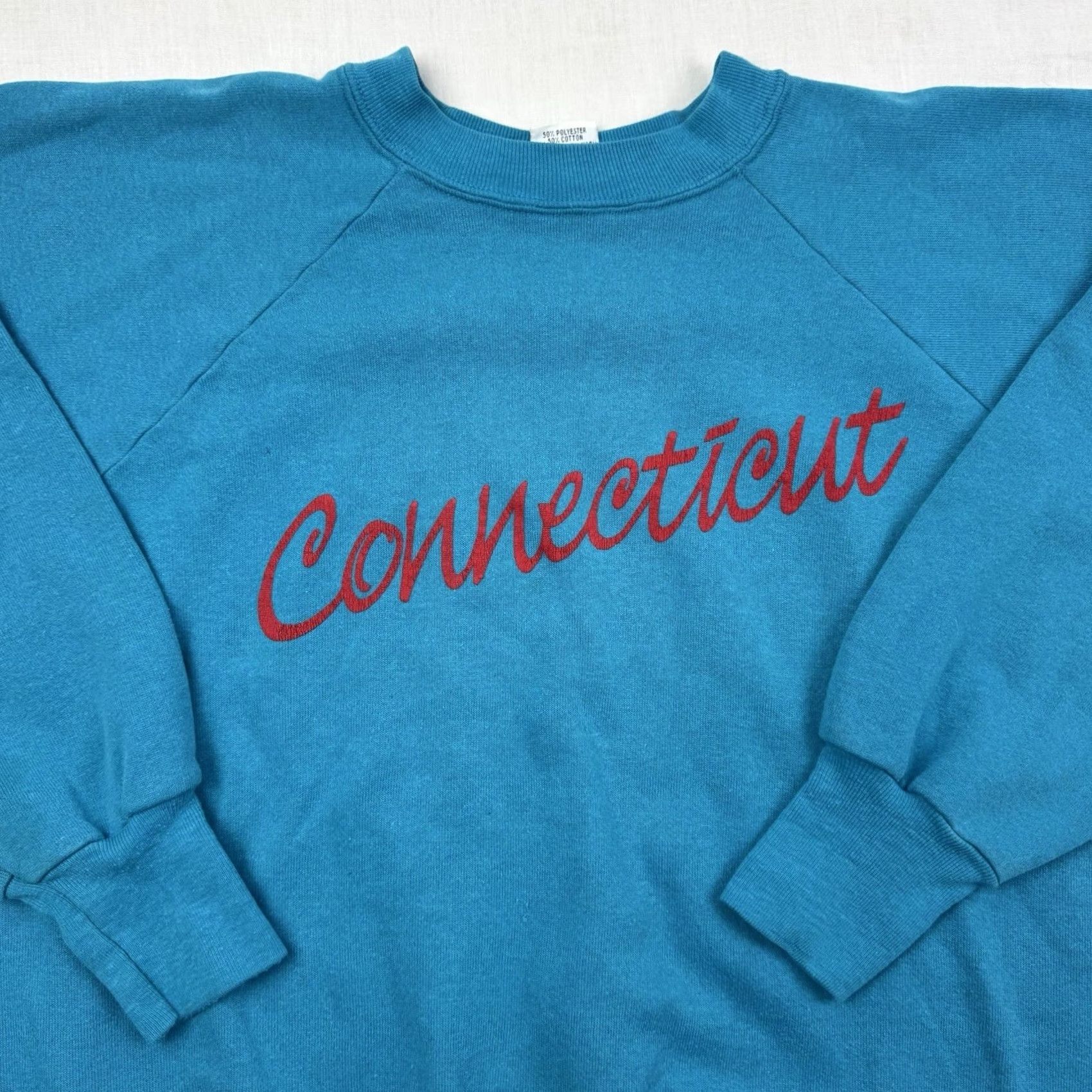 Vintage VINTAGE Connecticut Sweatshirt Adult Large Crewneck 1980s Pullover America USA Signal Blue Cotton Polyester Mens Size US L / EU 52-54 / 3 - 2 Thumbnail