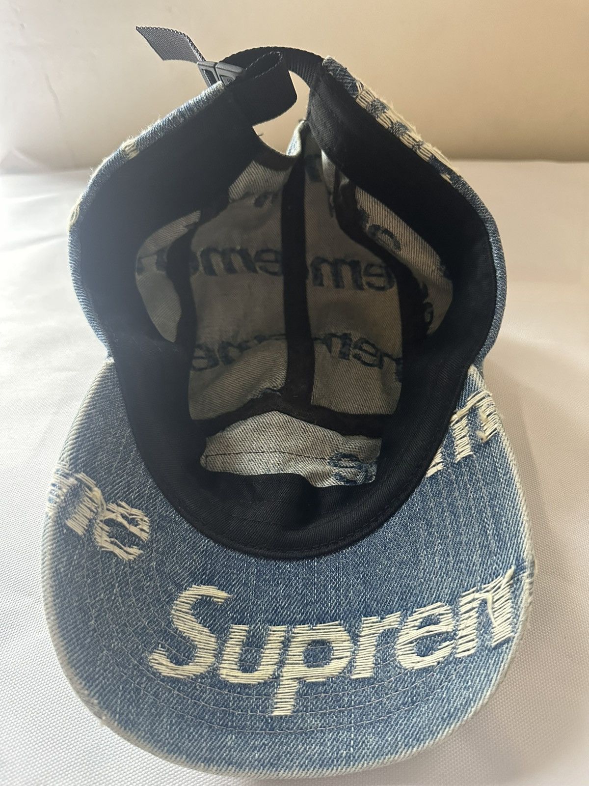 Supreme Supreme Frayed Logos Denim Camp Cap ‘Blue’ SS21 Size ONE SIZE - 6 Thumbnail