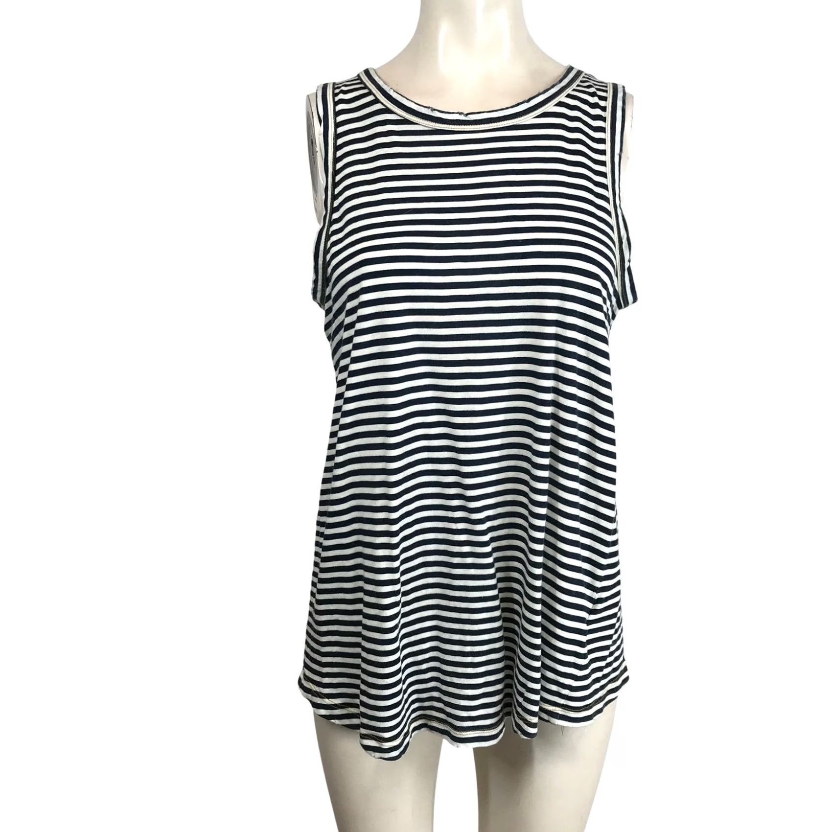 Vintage VINTAGE? - (No, not vintage) The Crossback Muscle Tee Blue Stripe Cotton Size 2 Size XS / US 0-2 / IT 36-38 - 2 Thumbnail