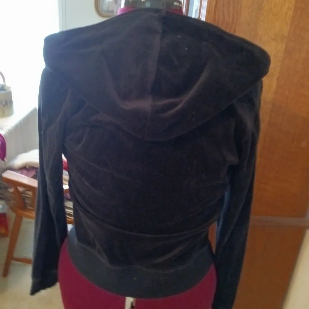 Victoria's Secret Victoria’s Secret Velour Zip Hoodie — Classic Black Y2K Size L / US 10 / IT 46 - 4 Thumbnail