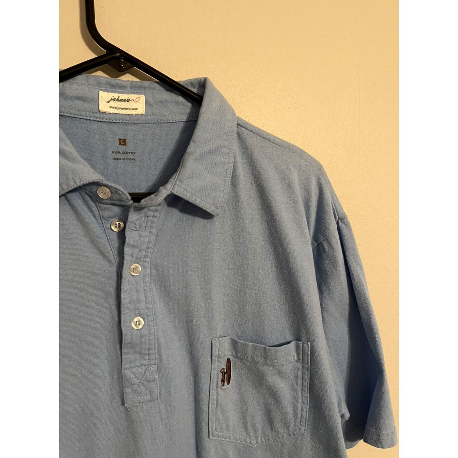 johnnie-O Johnnie-O Polo Shirt Men's Large L Light Blue Cotton Pocket Casual S/S Size US L / EU 52-54 / 3 - 2 Thumbnail