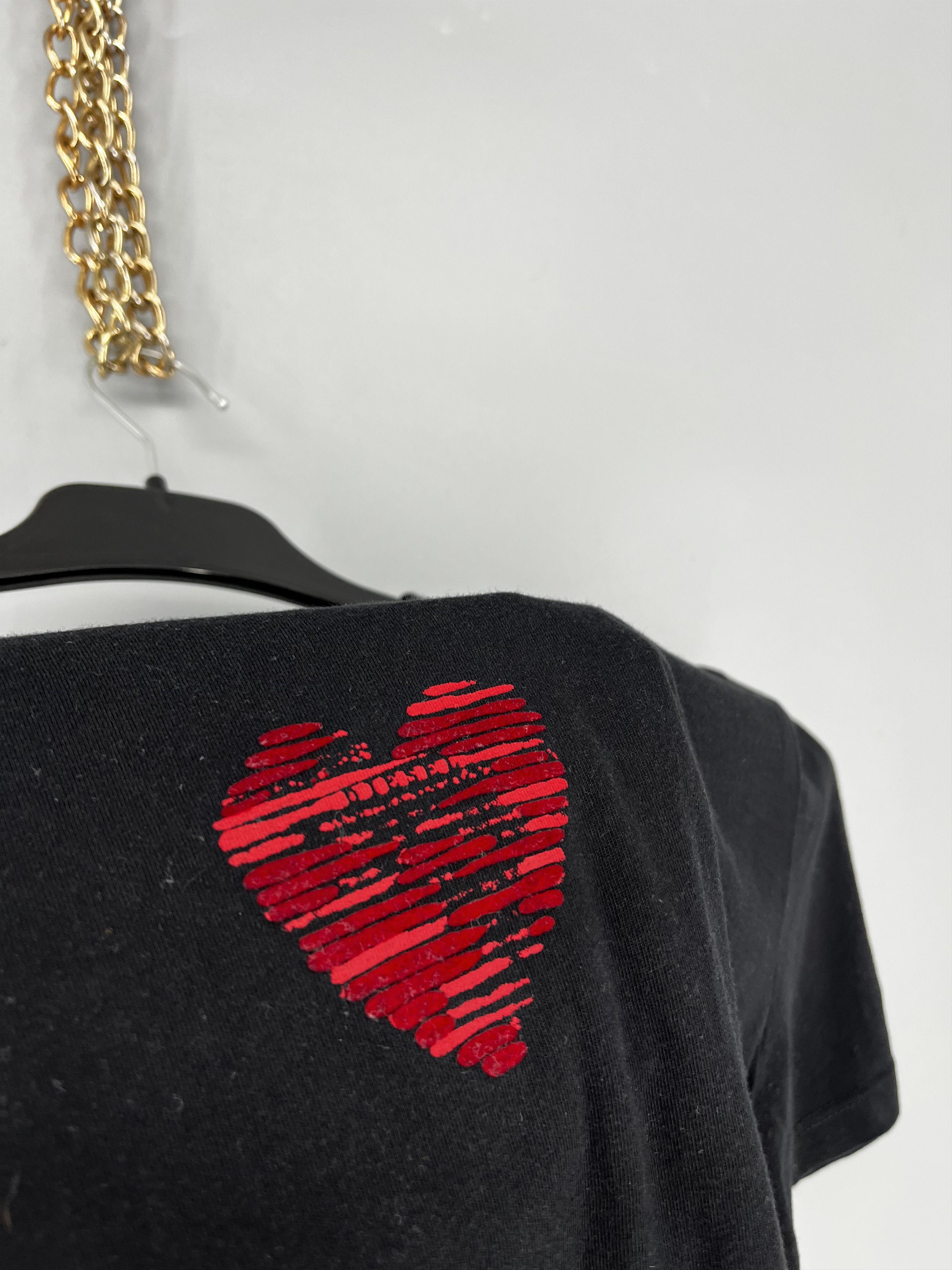 Diesel Diesel Women’s Black Tee Striped Heart Design Size S / US 4 / IT 40 - 7 Thumbnail