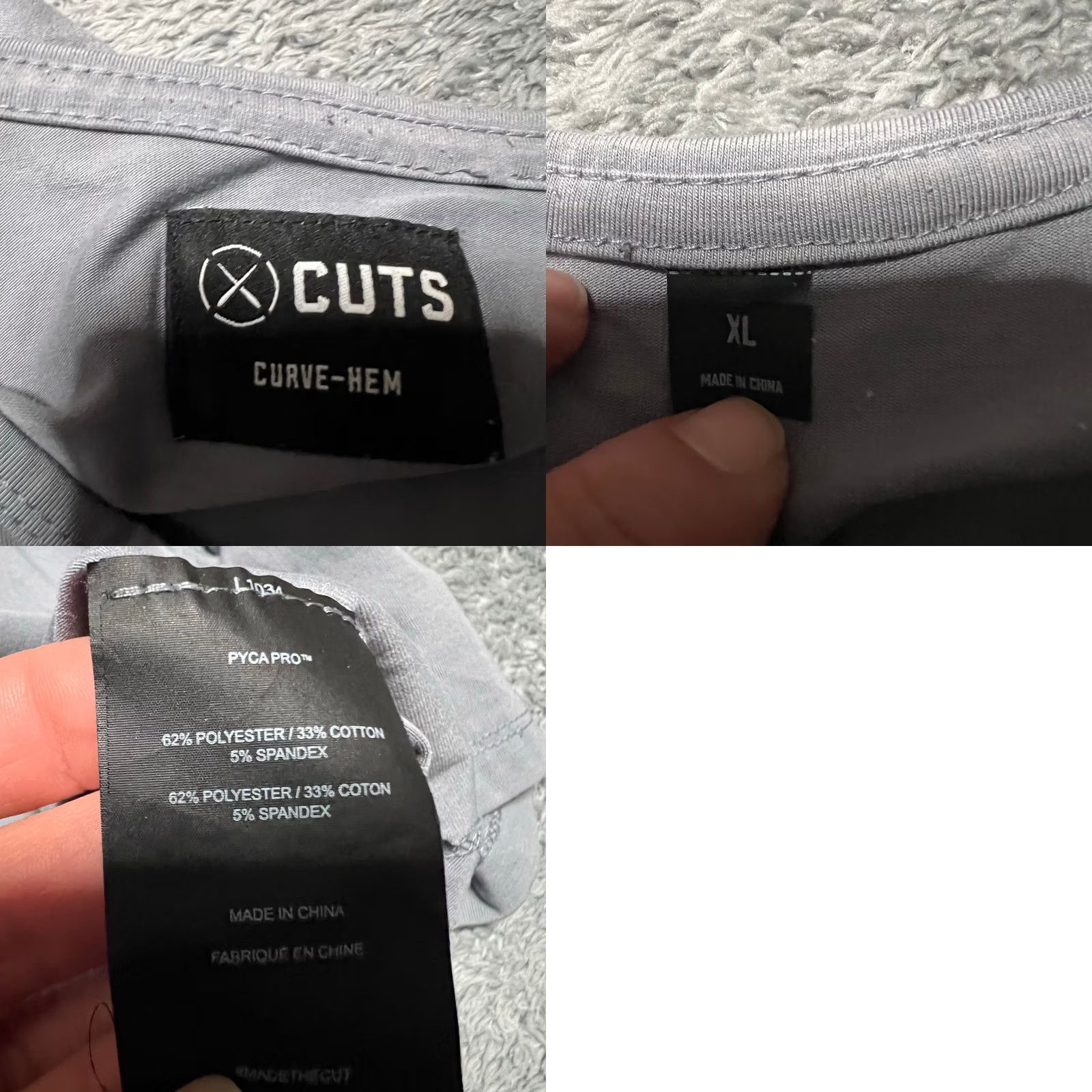 Cuts Cuts Shirt Mens XL Gray Curve Hem Crew Performance Long Sleeve Size US XL / EU 56 / 4 - 8 Thumbnail
