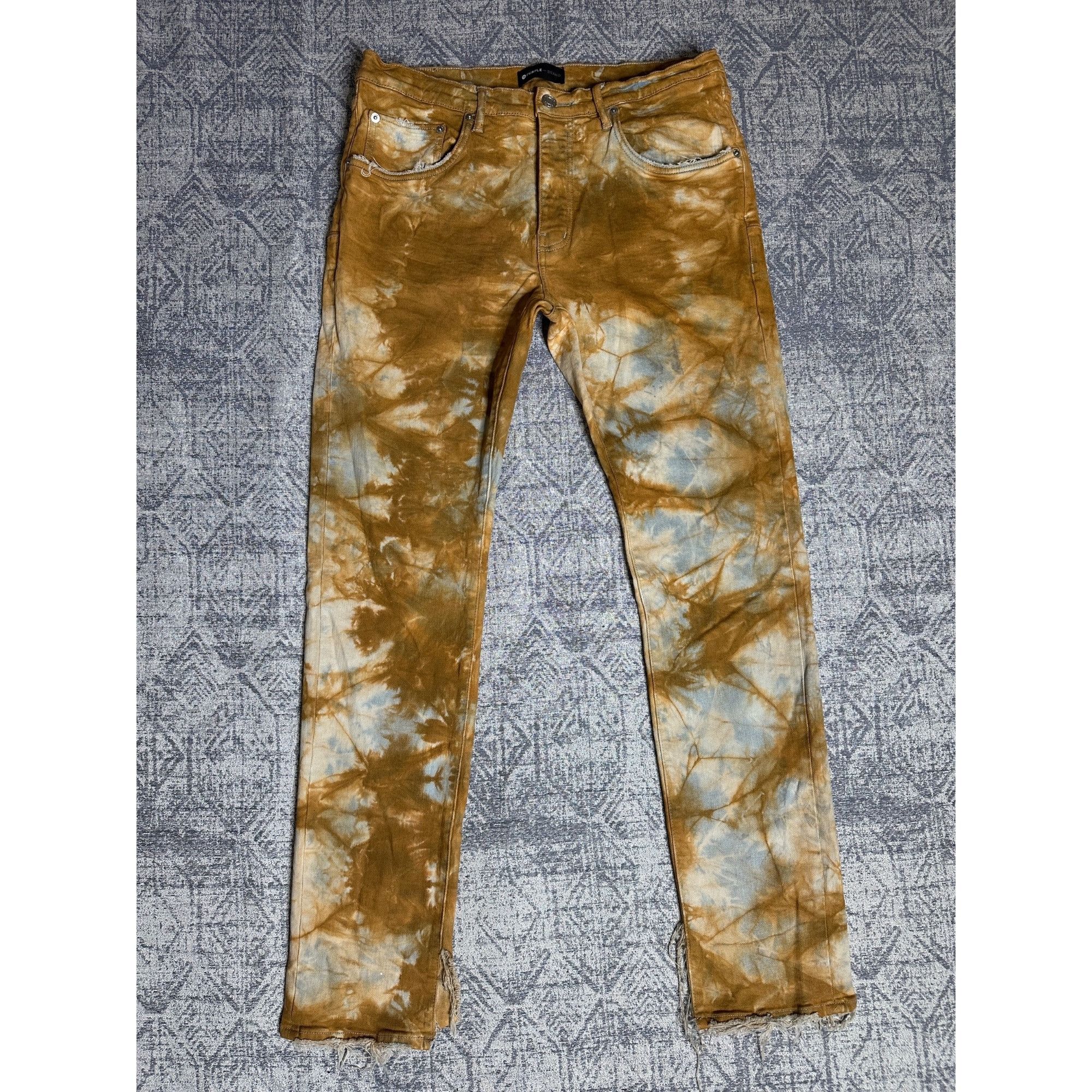 Purple Brand Purple Brand Split Distressed Hem tie-dye print skinny jeans Size US 36 / EU 52 - 1 Thumbnail
