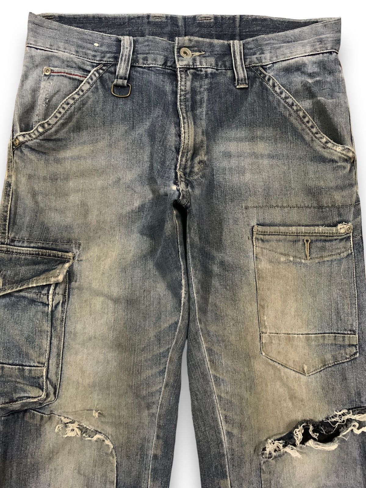Japanese Brand Japanese Brand Mud Wash Double Knee Multipockets Cargo Jeans Size US 32 / EU 48 - 4 Thumbnail