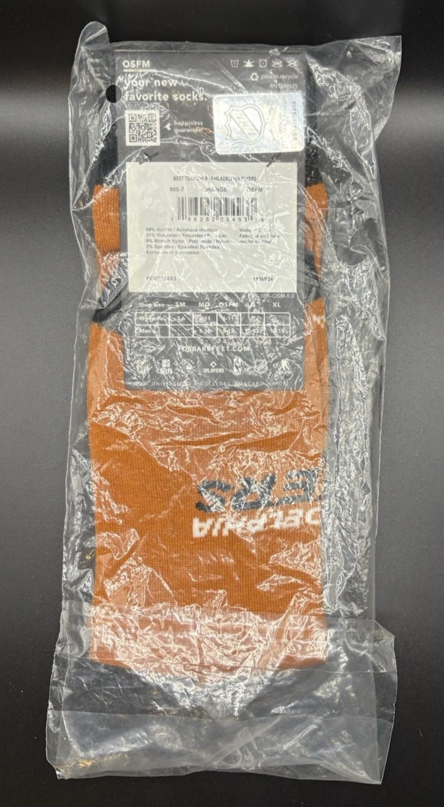 Other For Bare Feet Philadelphia Flyers "Best Team Ever" Socks NEW Size ONE SIZE - 2 Thumbnail