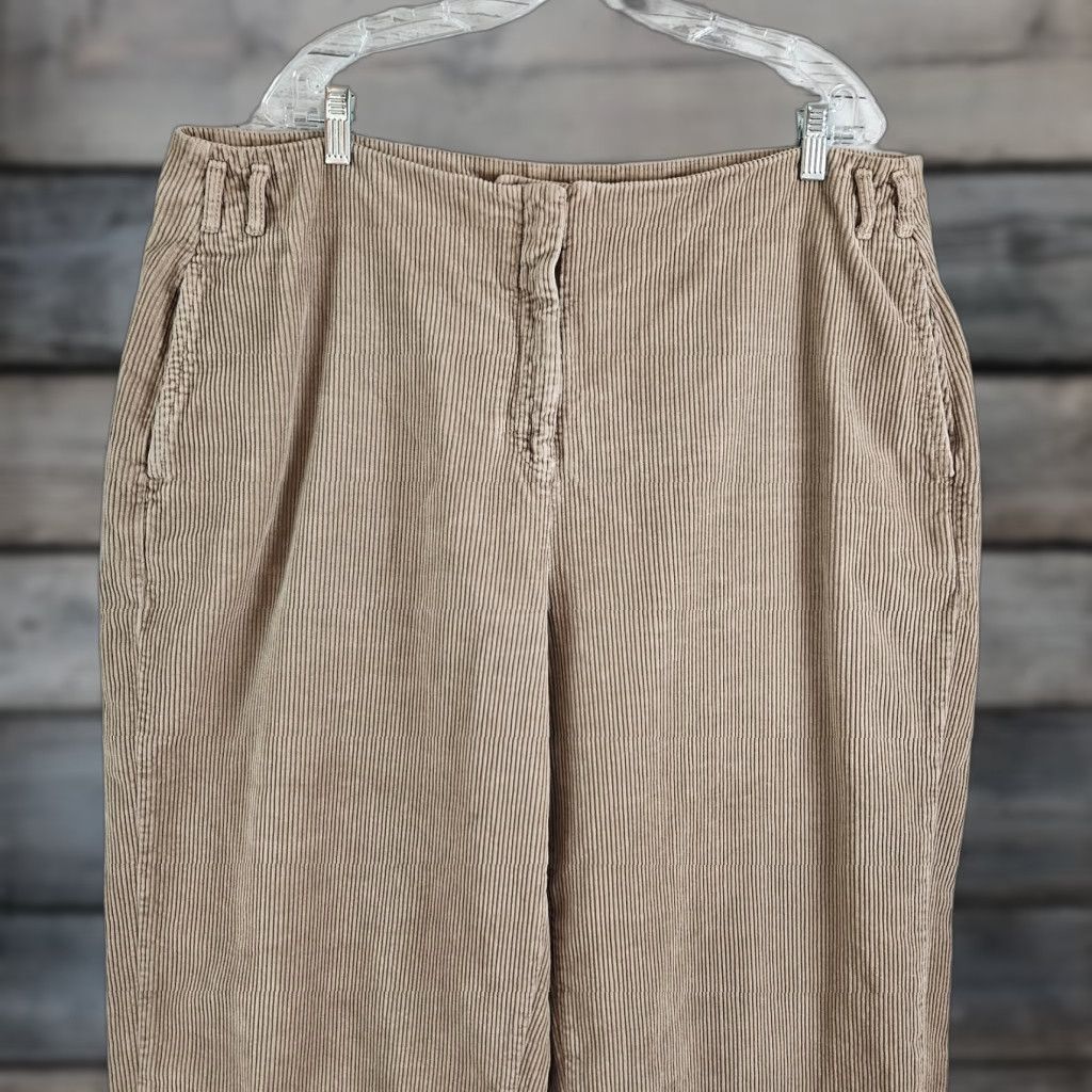 Vintage Poetry Womens Wide Leg Corduroy Pants Cropped Sz 18 Tan Cotton High Rise Size 40" / US 18 - 1 Thumbnail