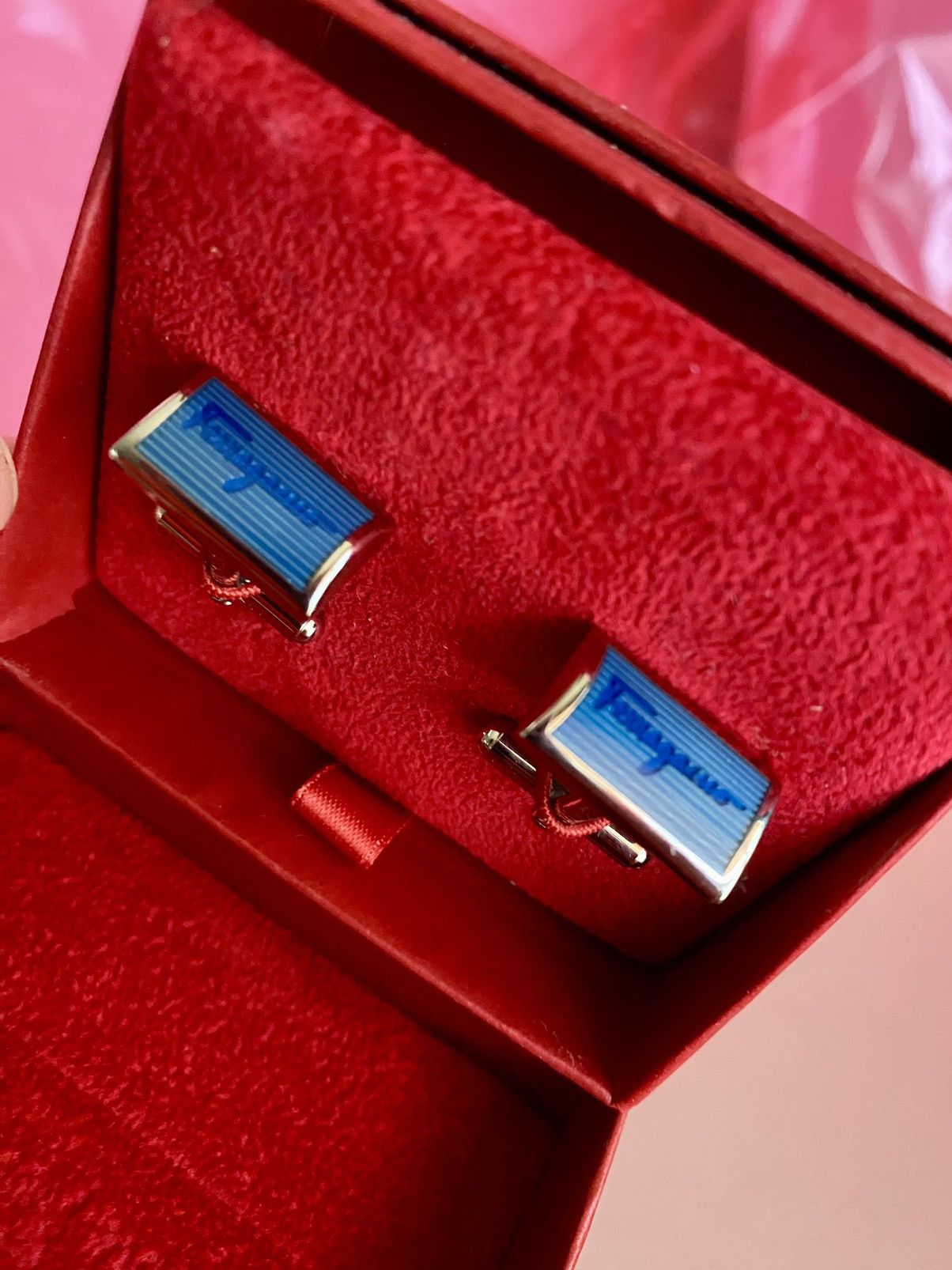 Salvatore Ferragamo Ferragamo bleu /silver pearl faced logo cuff links nwt Size ONE SIZE - 8 Thumbnail