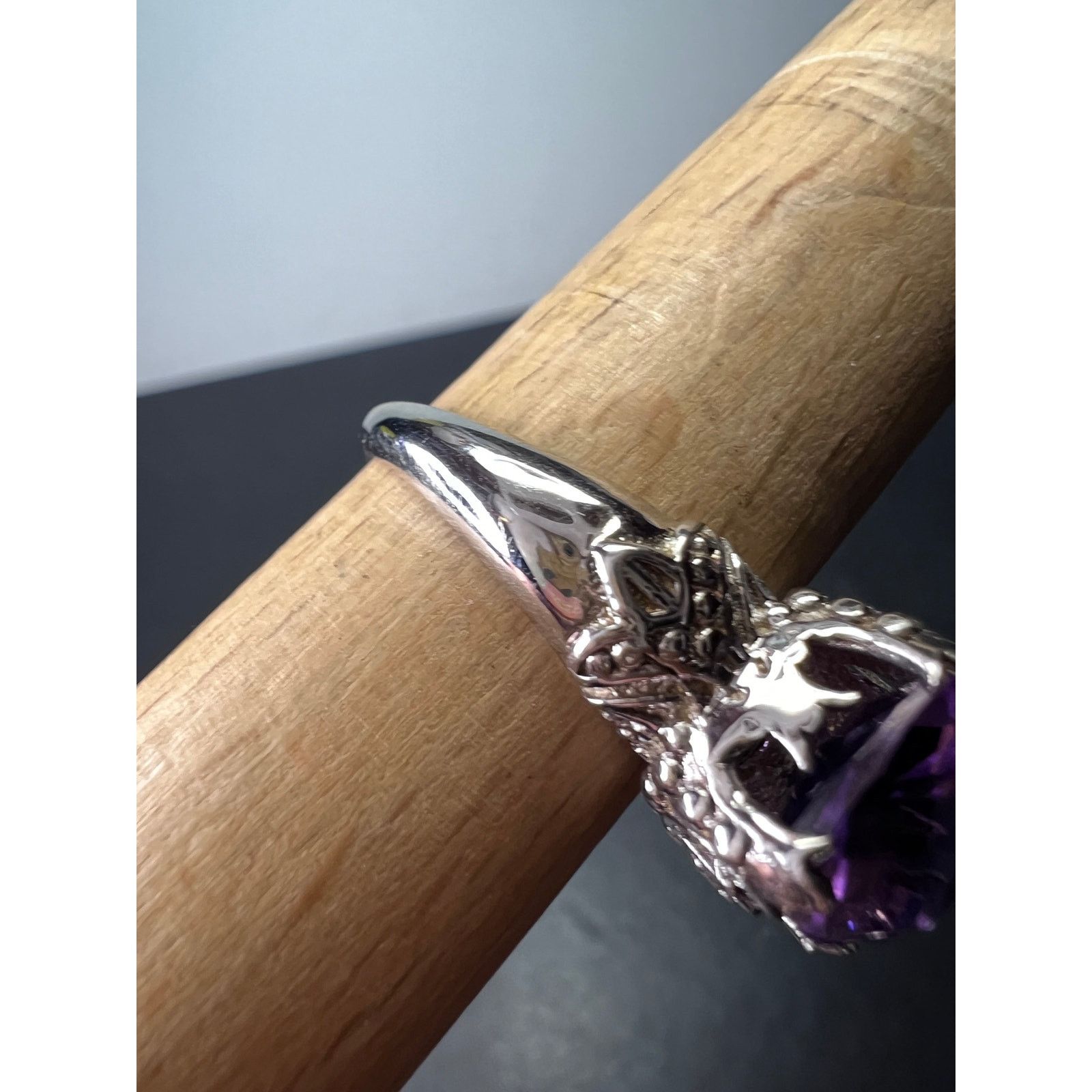 Other Amethyst crown setting sterling silver solitaire ring size 9 Size ONE SIZE - 3 Thumbnail
