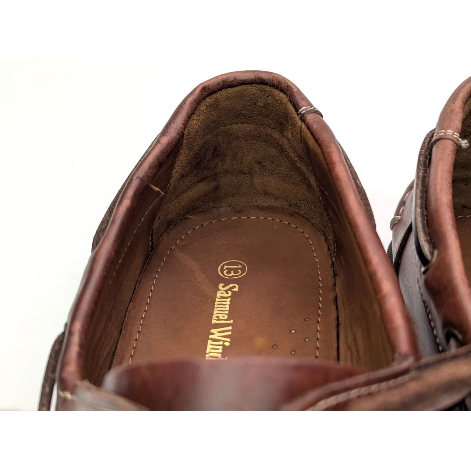 Vintage Samuel Windsor Deck Boat Shoe Men 13 Brown Leather Nautical Casual Shoes Size US 13 / EU 46 - 6 Thumbnail