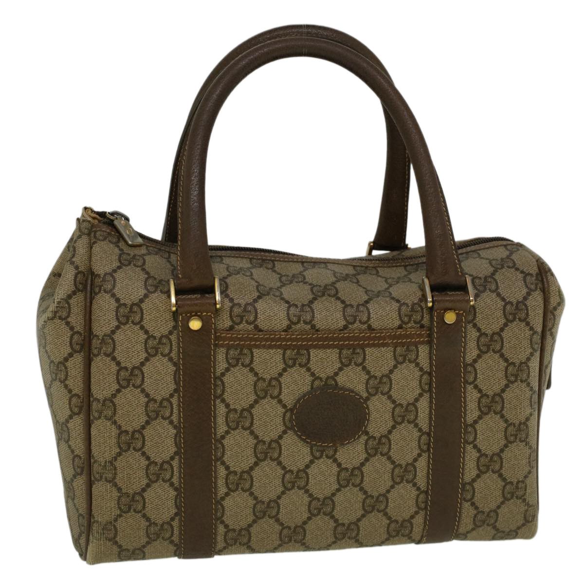 image of Gucci GG Canvas Boston Bag Pvc Leather Beige Auth Th4287, Women's