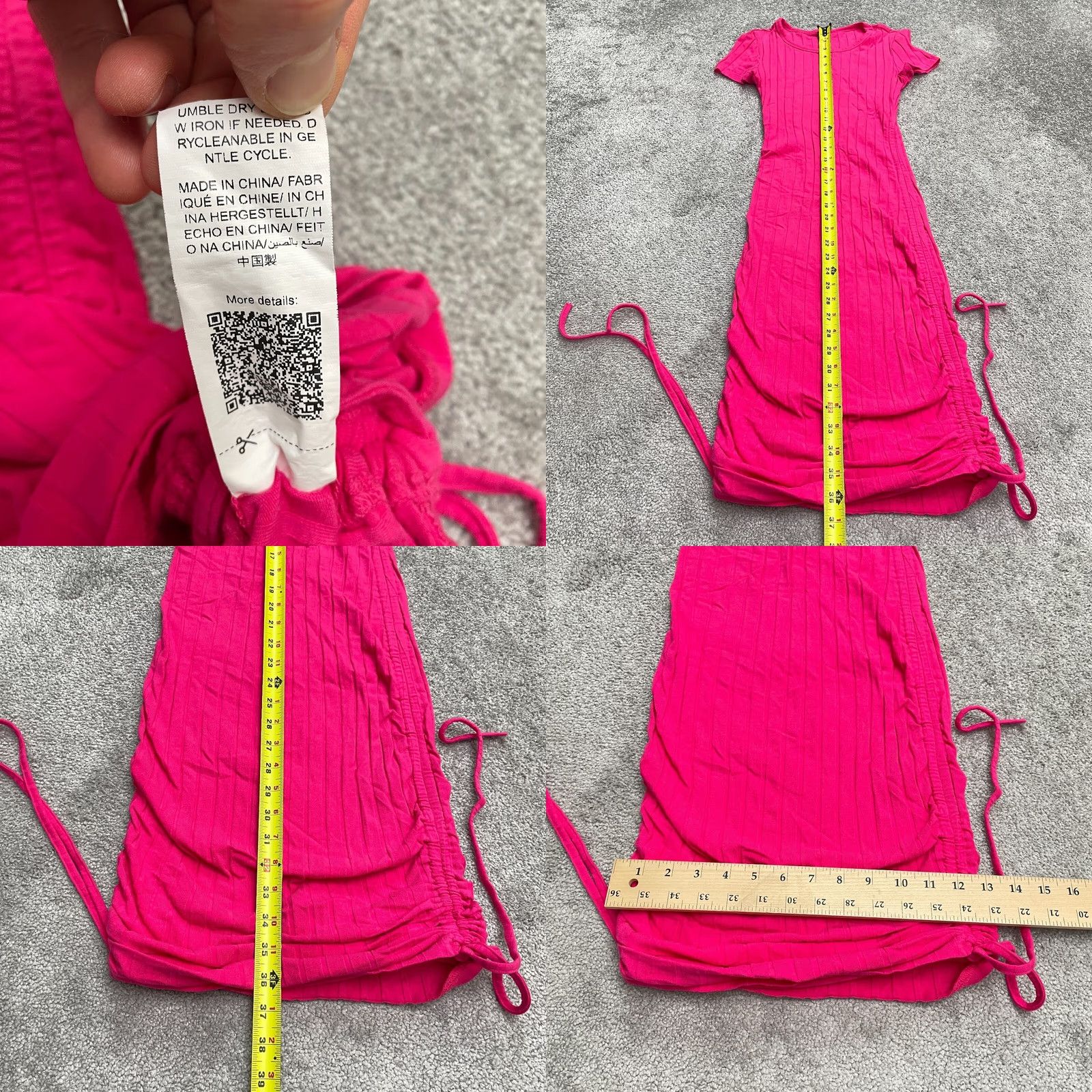 Shein Shein Ruched Ribbed Knit Bodycon Long Dress Womens Small Pink Casual Stretch Size S / US 4 / IT 40 - 8 Thumbnail