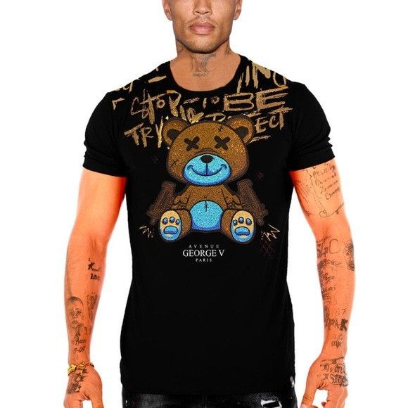 George V Paris Men’s designer black George V Paris T-shirt with rhinestones Size US L / EU 52-54 / 3 - 1 Preview