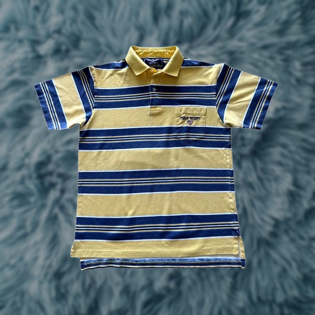 Polo Ralph Lauren VINTAGE Polo Ralph Lauren Polo Shirt Mens Size S Yellow Stripe 90s Sportsman Polo Sport Shirt Size US S / EU 44-46 / 1 - 1 Thumbnail