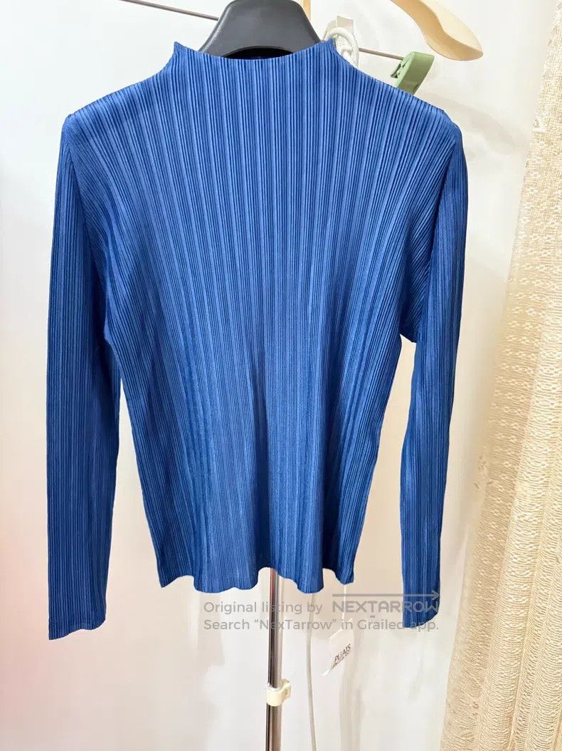 Issey Miyake Issey Miyake Long Sleeve Blue Top Size L / US 10 / IT 46 - 1 Thumbnail