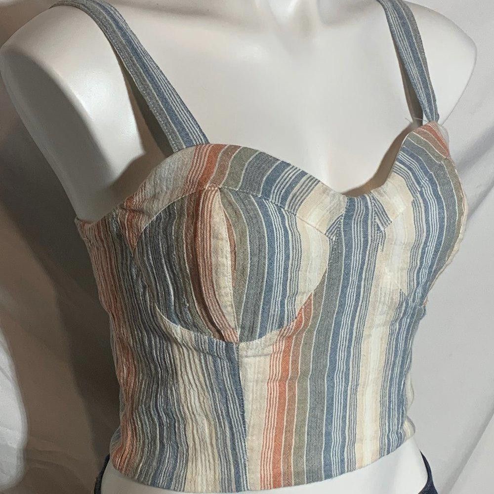 Designer Charlotte Russe Striped Cropped Top, Size Small Size S / US 4 / IT 40 - 4 Thumbnail