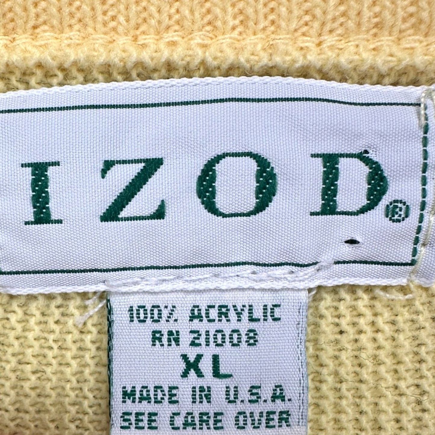 Izod VINTAGE Izod Sweater V-Neck Mens XL Yellow Pullover Long Sleeve Knit Pullover Breathsable 90s Preppy Men's Sweater Size US XL / EU 56 / 4 - 5 Thumbnail