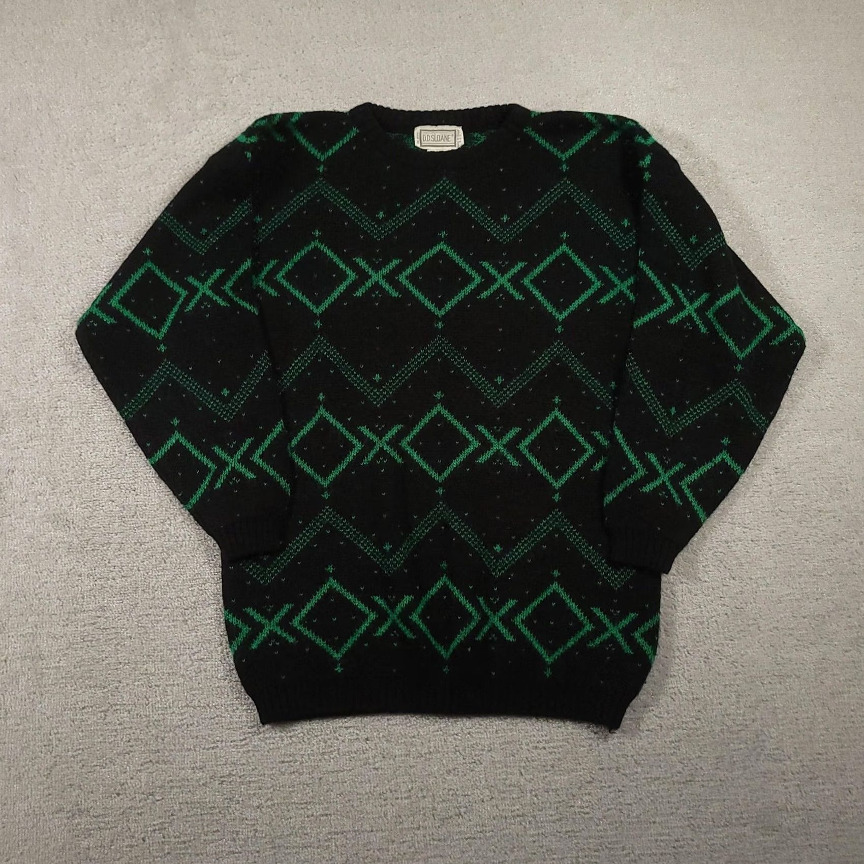 Vintage VINTAGE O.D. Sloane Sweater Mens Medium Black Geometric Pullover 80s Taiwan Size US M / EU 48-50 / 2 - 2 Thumbnail