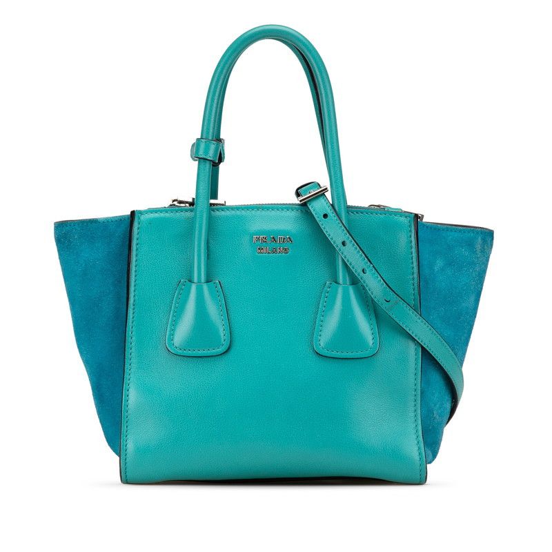 Prada Prada Leather Suede 2Way Handbag Leather Shoulder Bag Duty Free For Usa in Blue, Women's