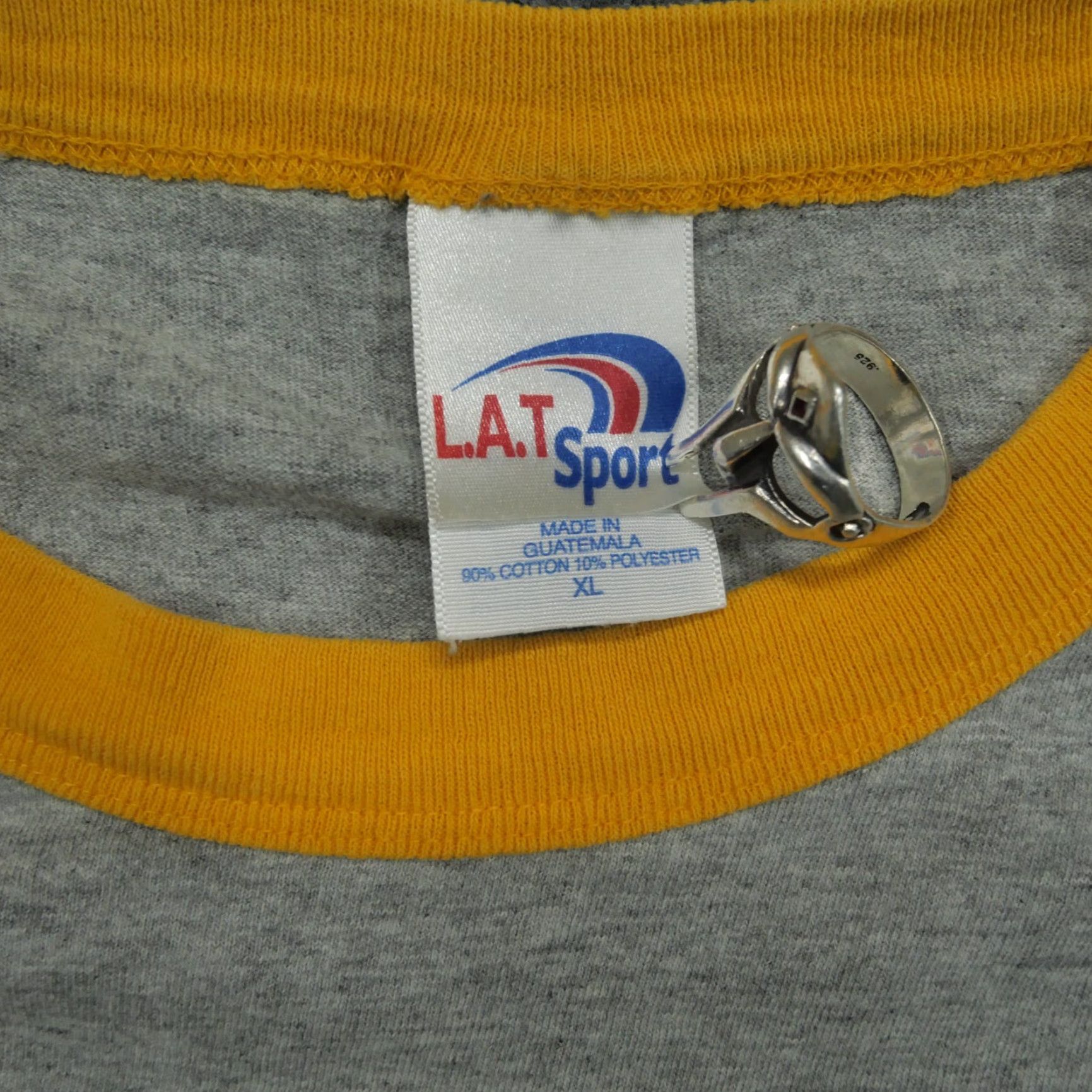 Spell VINTAGE Las Vegas T Shirt Adult XL Grey Yellow Ringer Spell Out Tourist Mens Y2K Size US XL / EU 56 / 4 - 2 Thumbnail