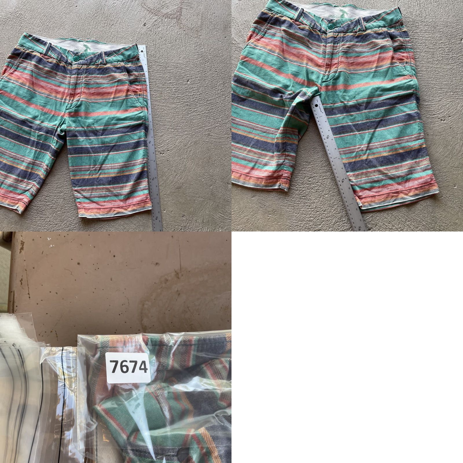 Vintage JET LAG Men's 31 Green Chino Shorts Striped Casual Travel Workwear Preppy Size US 31 - 8 Thumbnail