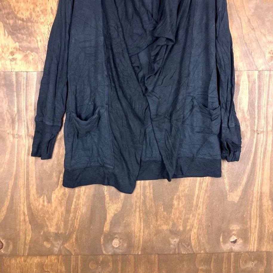 Athleta Athleta Womens Sweater Black Studio Wrap Open Front Waterfall Cardigan Stretch M Ladies Cardigan Casual Workwear Size M / US 6-8 / IT 42-44 - 3 Thumbnail