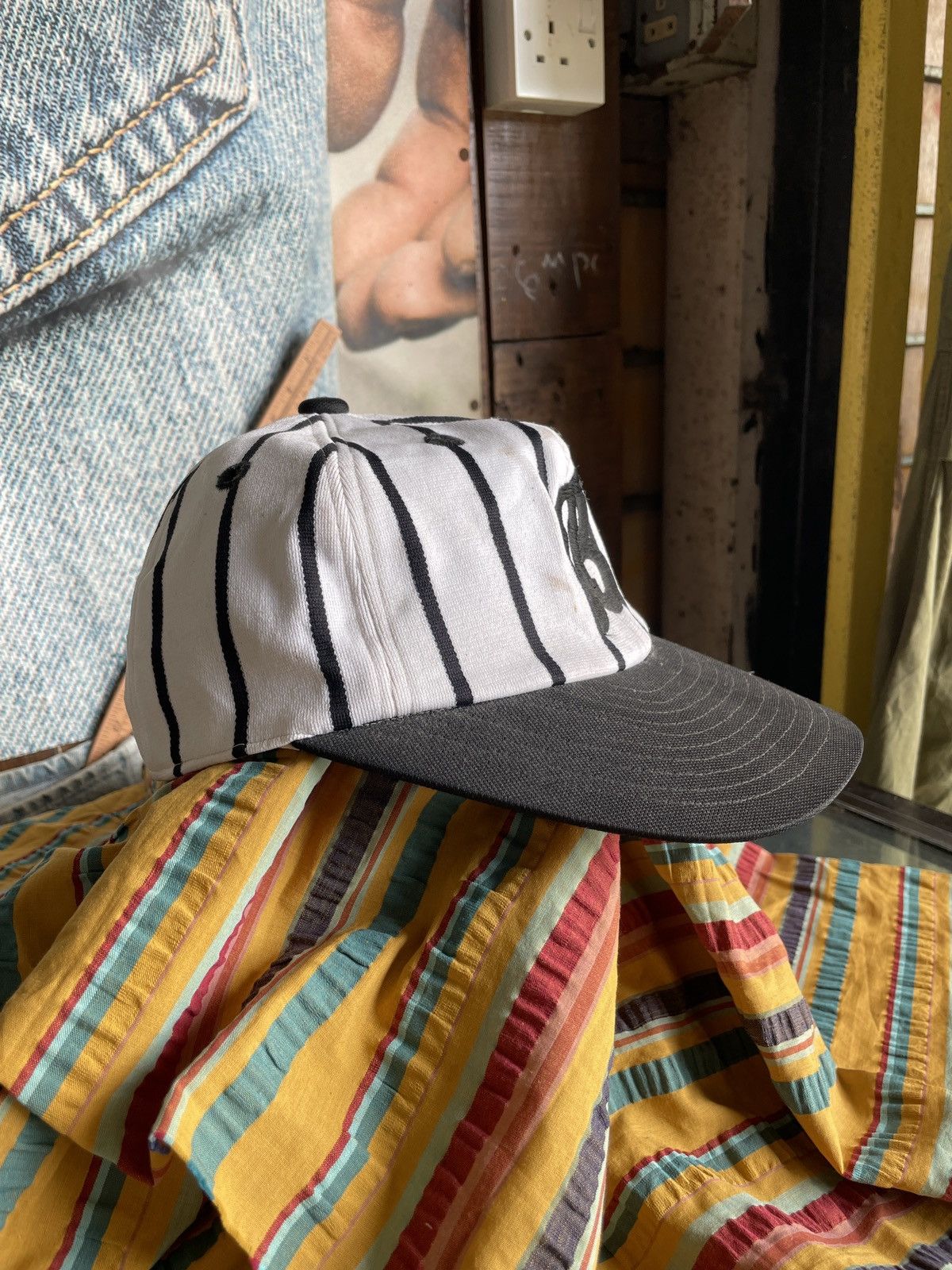 Japanese Brand × MLB × Vintage Vintage japanese Baseball MLB B Snapback stripe full cap Size ONE SIZE - 7 Thumbnail