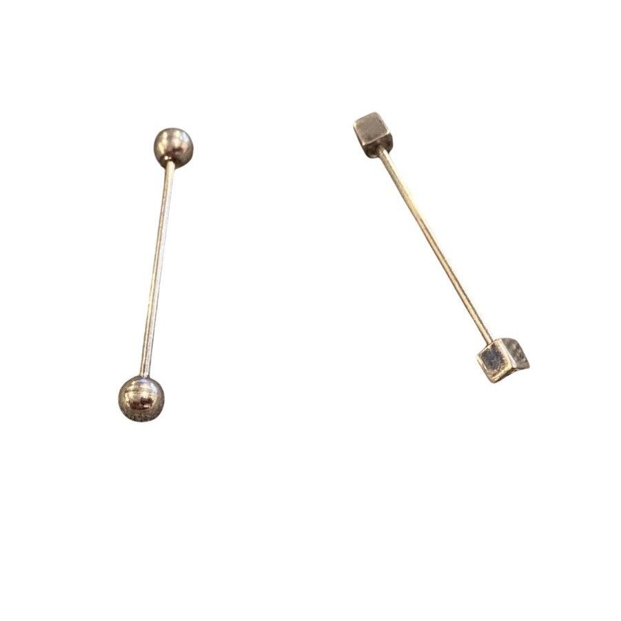 Other Vtg Silvertone Collar Stay/Piercing Barbell With Square & Ro Size ONE SIZE - 1 Thumbnail