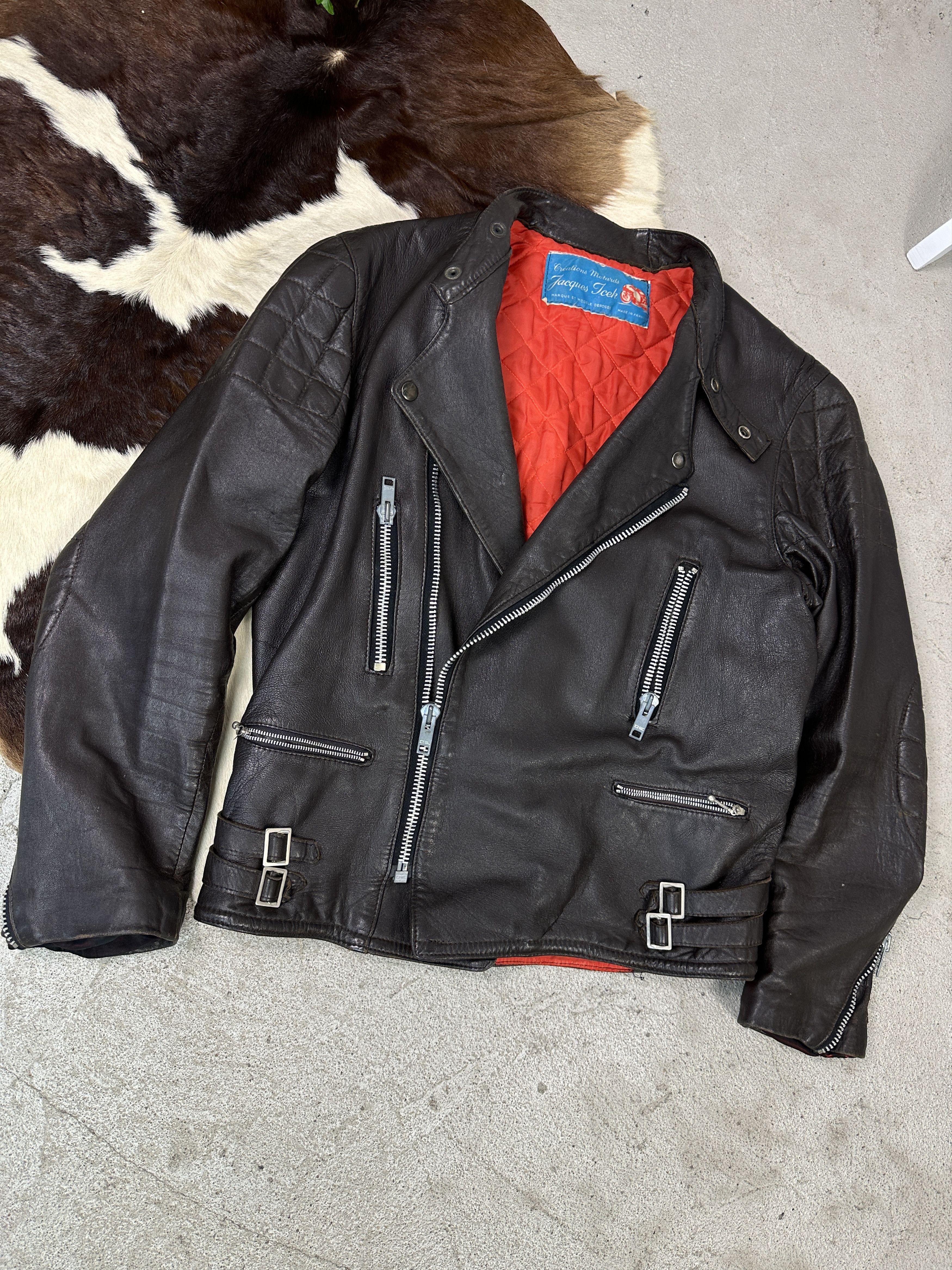 Rare Vintage 60s Moto Cuir Cafe Racer Leather Jacket