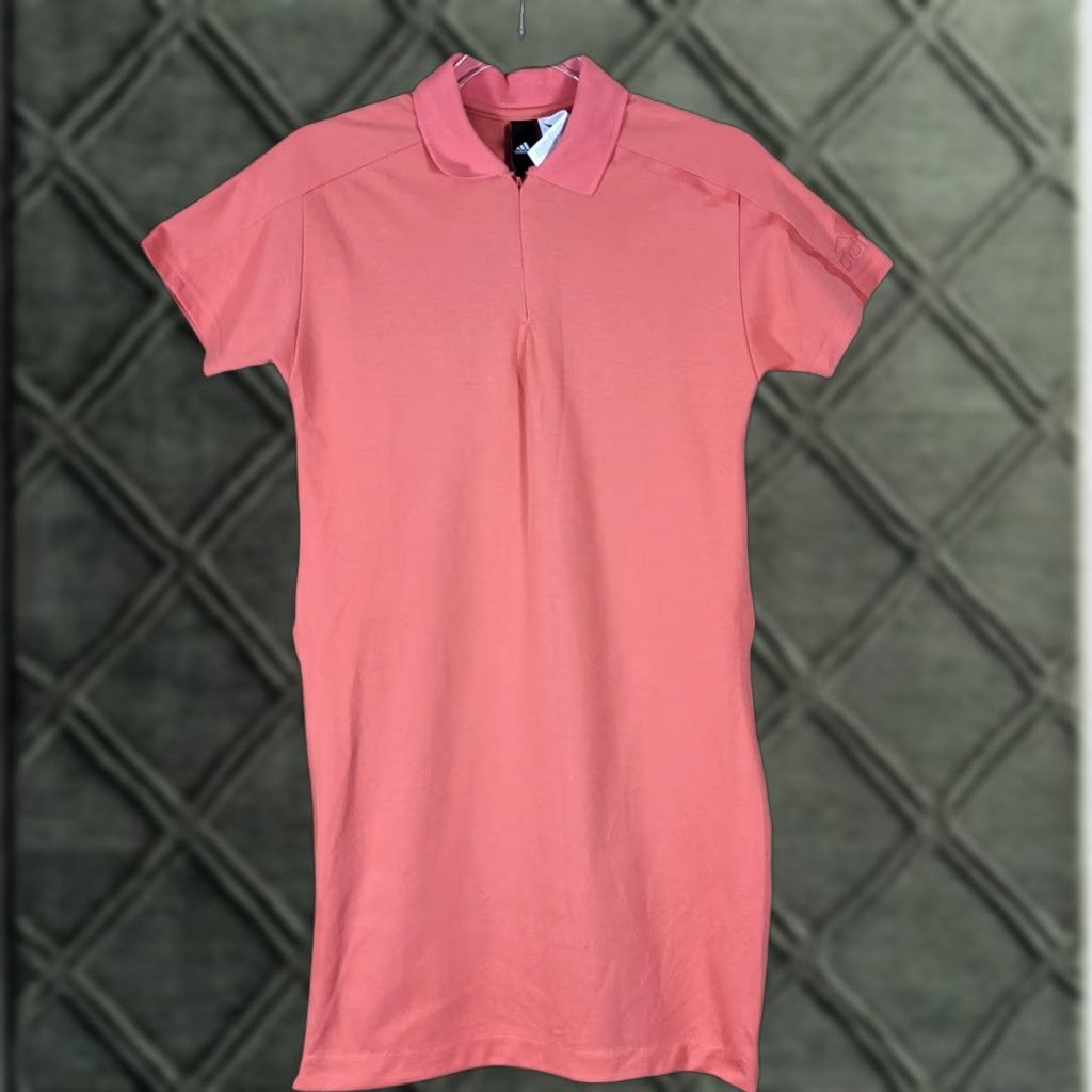 Adidas Adidas Polo Dress Womens Size S Coral Pink Short Sleeve Zip Side Slits Casual Summer T-Shirt Dress Sports Preppy Size S / US 4 / IT 40 - 1 Thumbnail