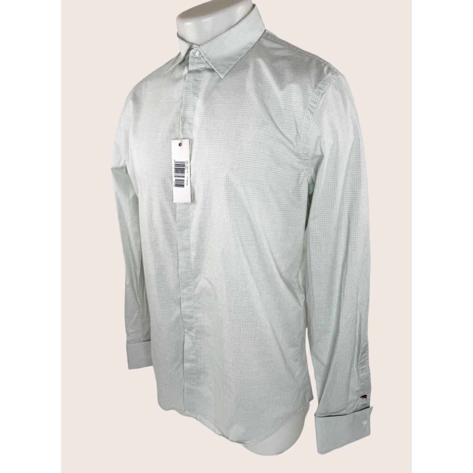 Diesel DIESEL Shirt Mens L Green / Dark Gray / White Plaid Embroidered Casey French Cuff Button-Up Long Sleeve Size US L / EU 52-54 / 3 - 1 Thumbnail