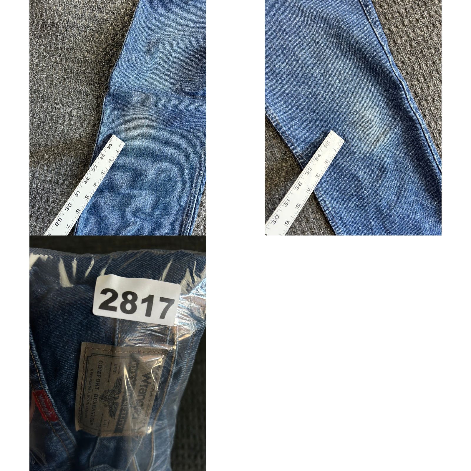 Wrangler VINTAGE Wrangler Regular Jeans 32 x 22 Distressed Blue Denim 5-Pocket 96501MR Mens Waist 32 Inseam 32 Straight Style Regular Fit Work Denim jeans Size US 32 / EU 48 - 8 Thumbnail