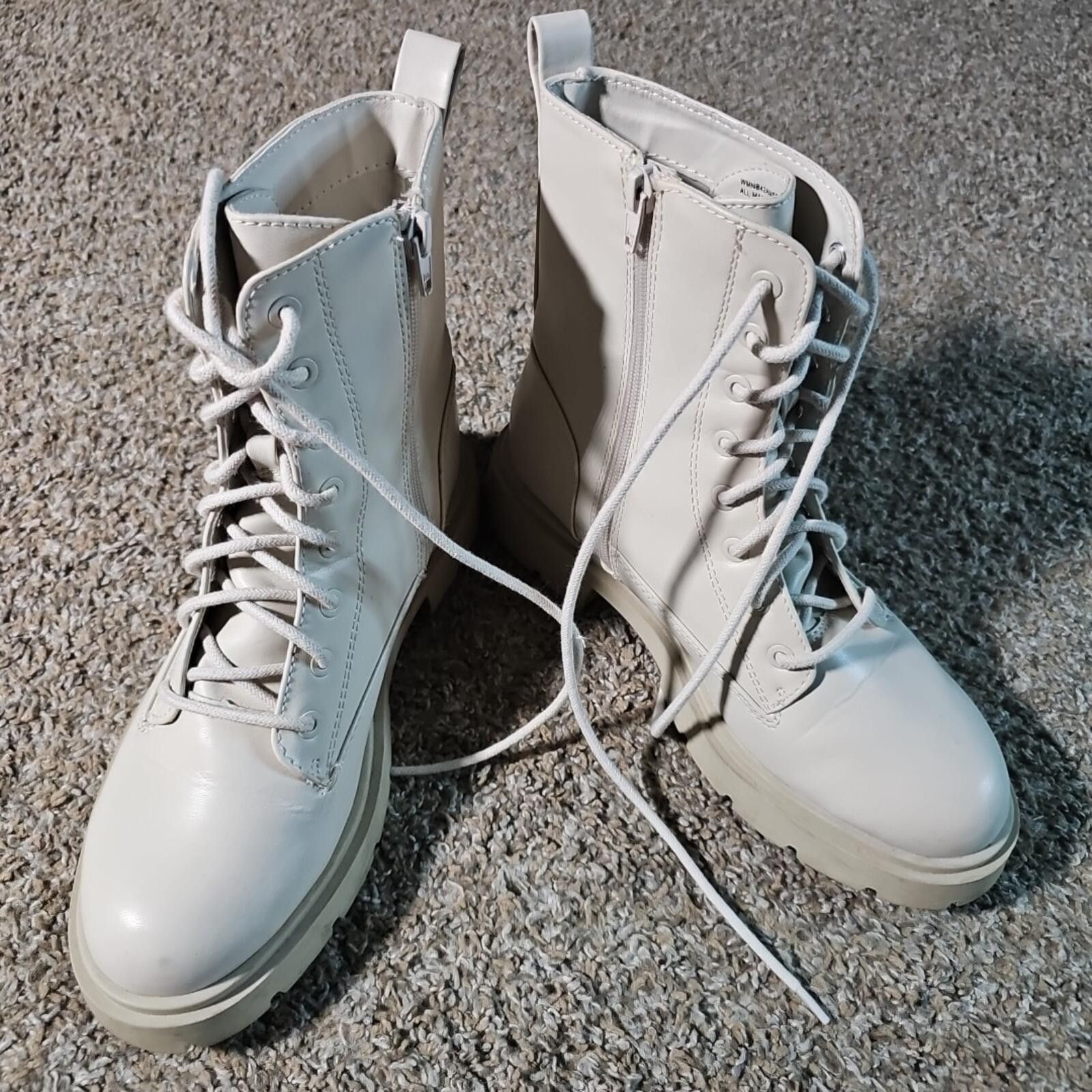 NBDN Nobrandedon NOBO Memory Foam Side Zip Combat Boots White 8½ Size US 8.5 / IT 38.5 - 2 Thumbnail